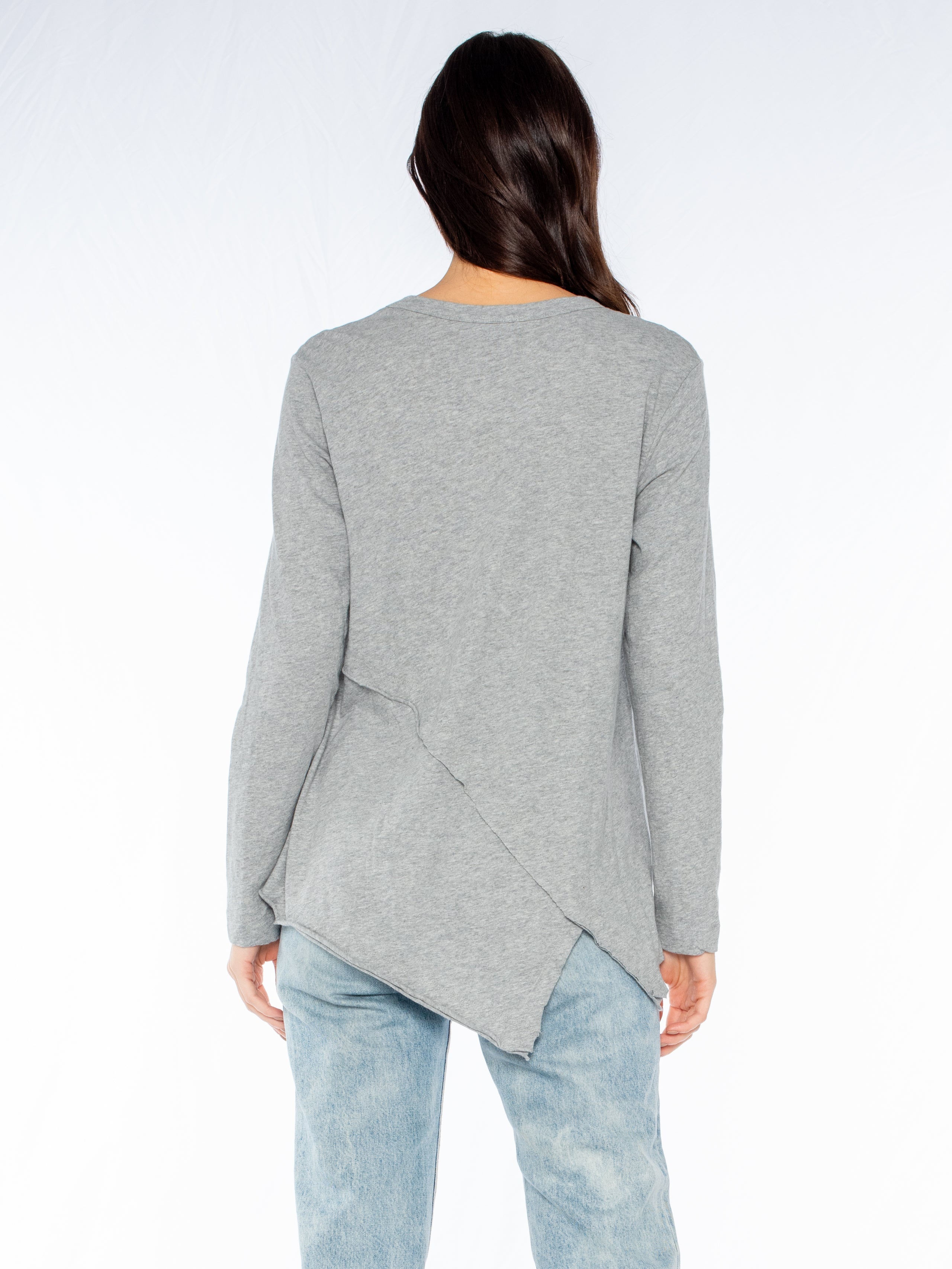 Crew Long Sleeve Easy Crossover Raw Hem Top