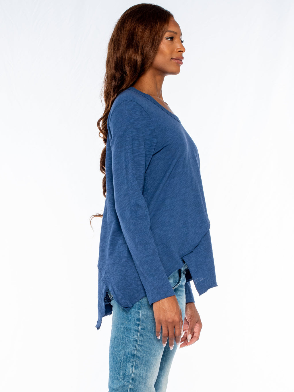 Crew Long Sleeve Easy Crossover Raw Hem Top