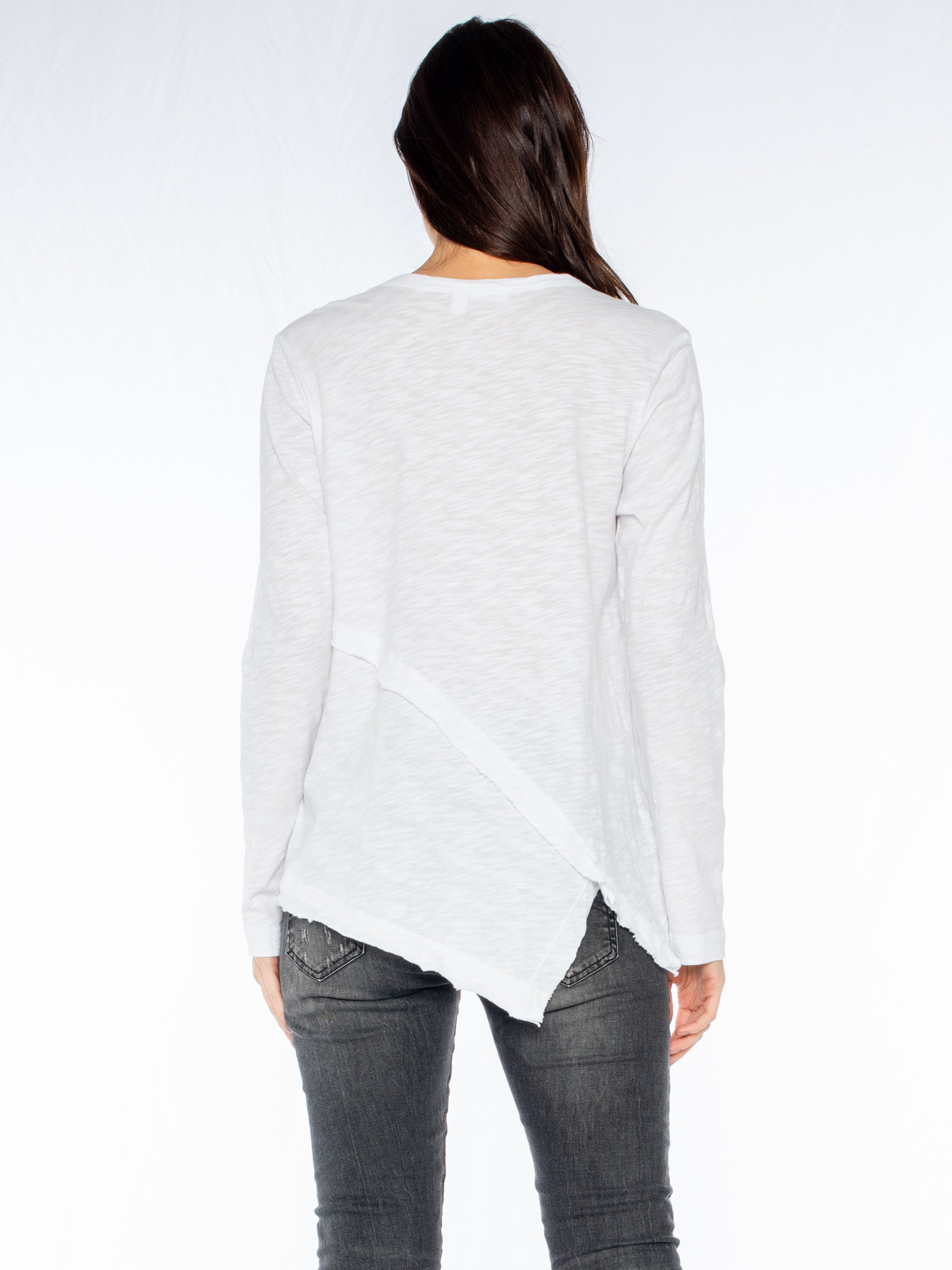 Crew Long Sleeve Easy Crossover Raw Hem Top