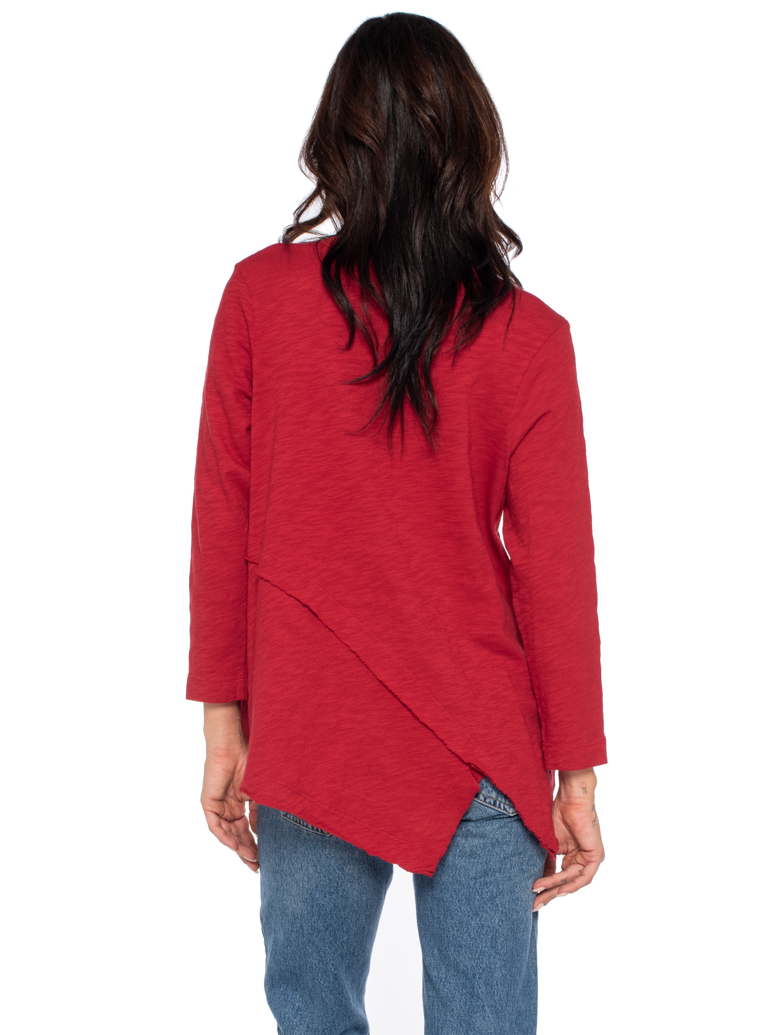 Crew 3/4 Sleeve EZ Cross Over Hem Shirt