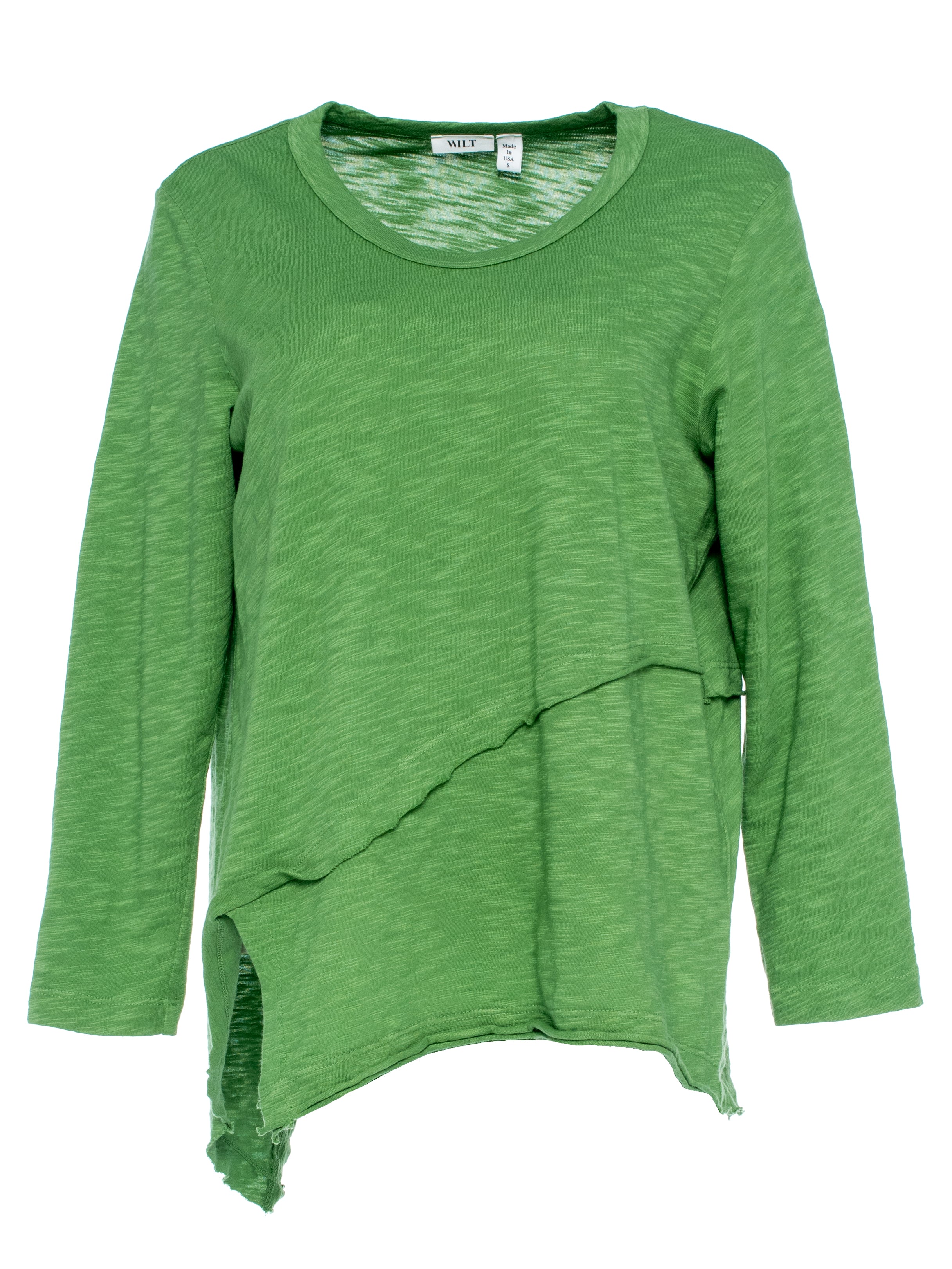 Crew 3/4 Sleeve EZ Cross Over Hem Shirt