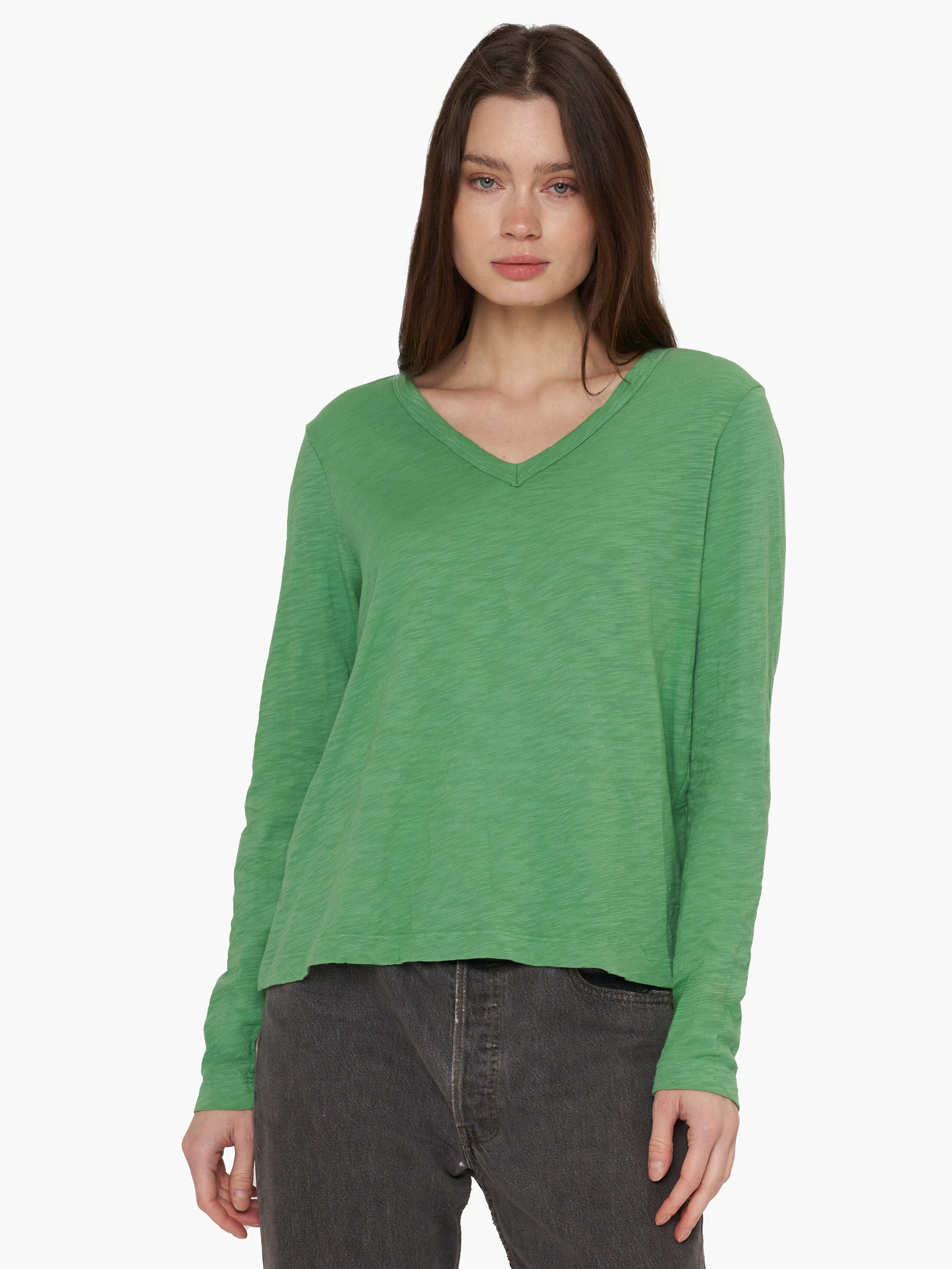 V-Neck Long Sleeve Baby Baby Fit Tee