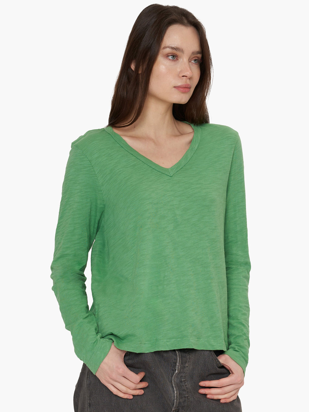 V-Neck Long Sleeve Baby Baby Fit Tee