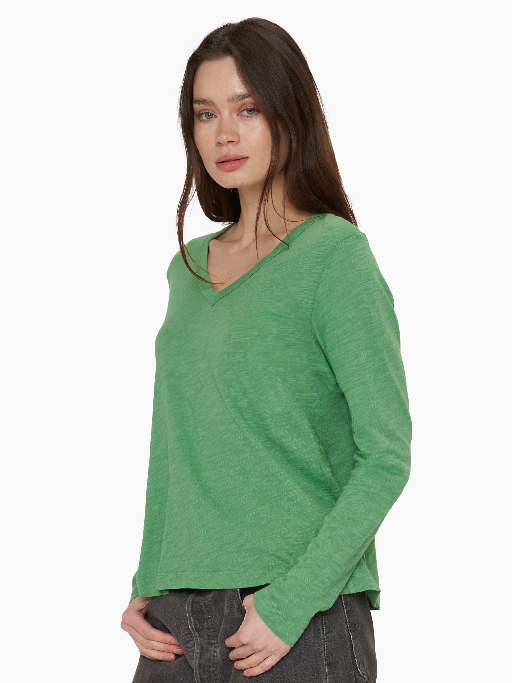 V-Neck Long Sleeve Baby Baby Fit Tee