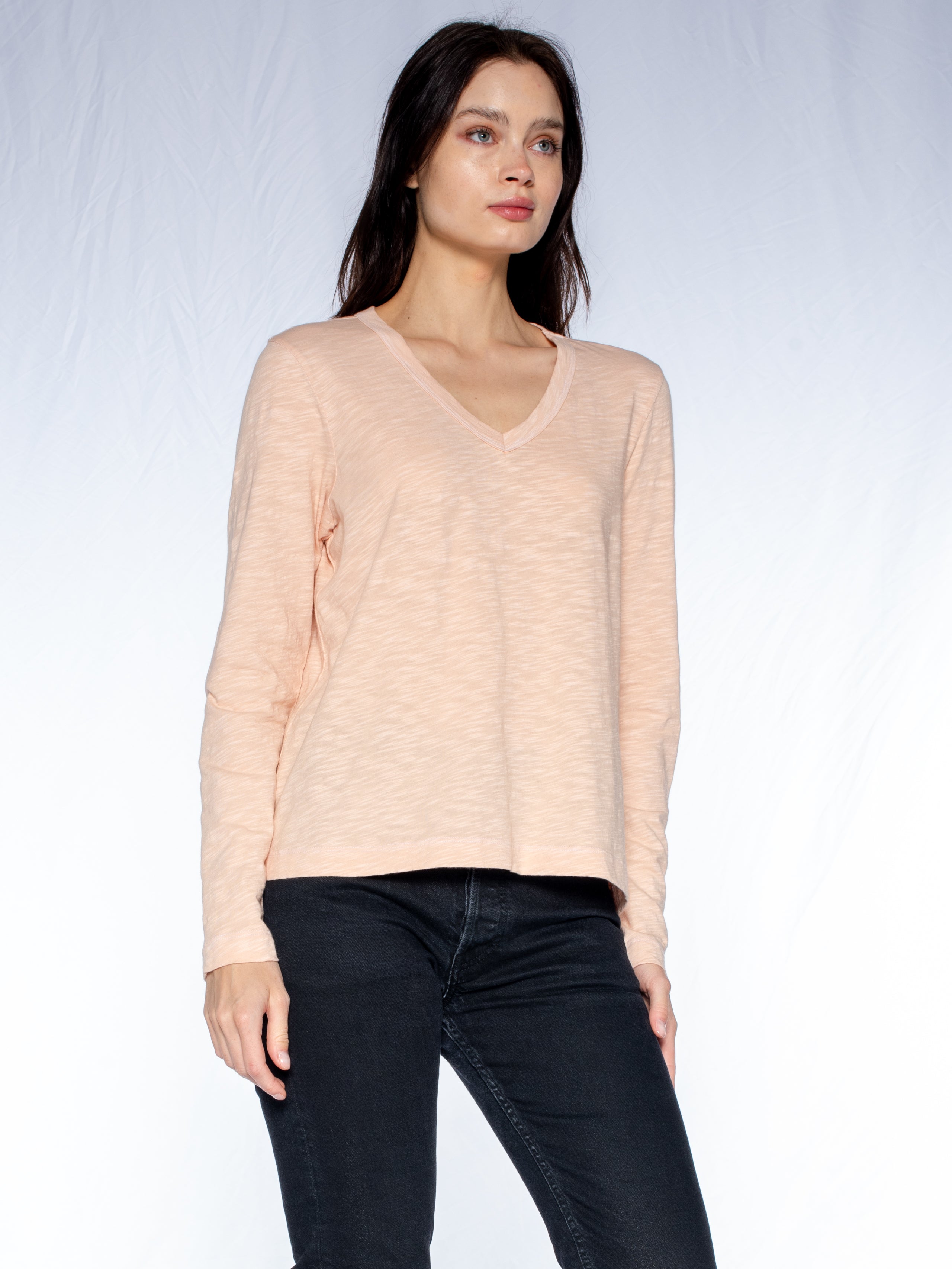 V-Neck Long Sleeve Baby Baby Fit Tee