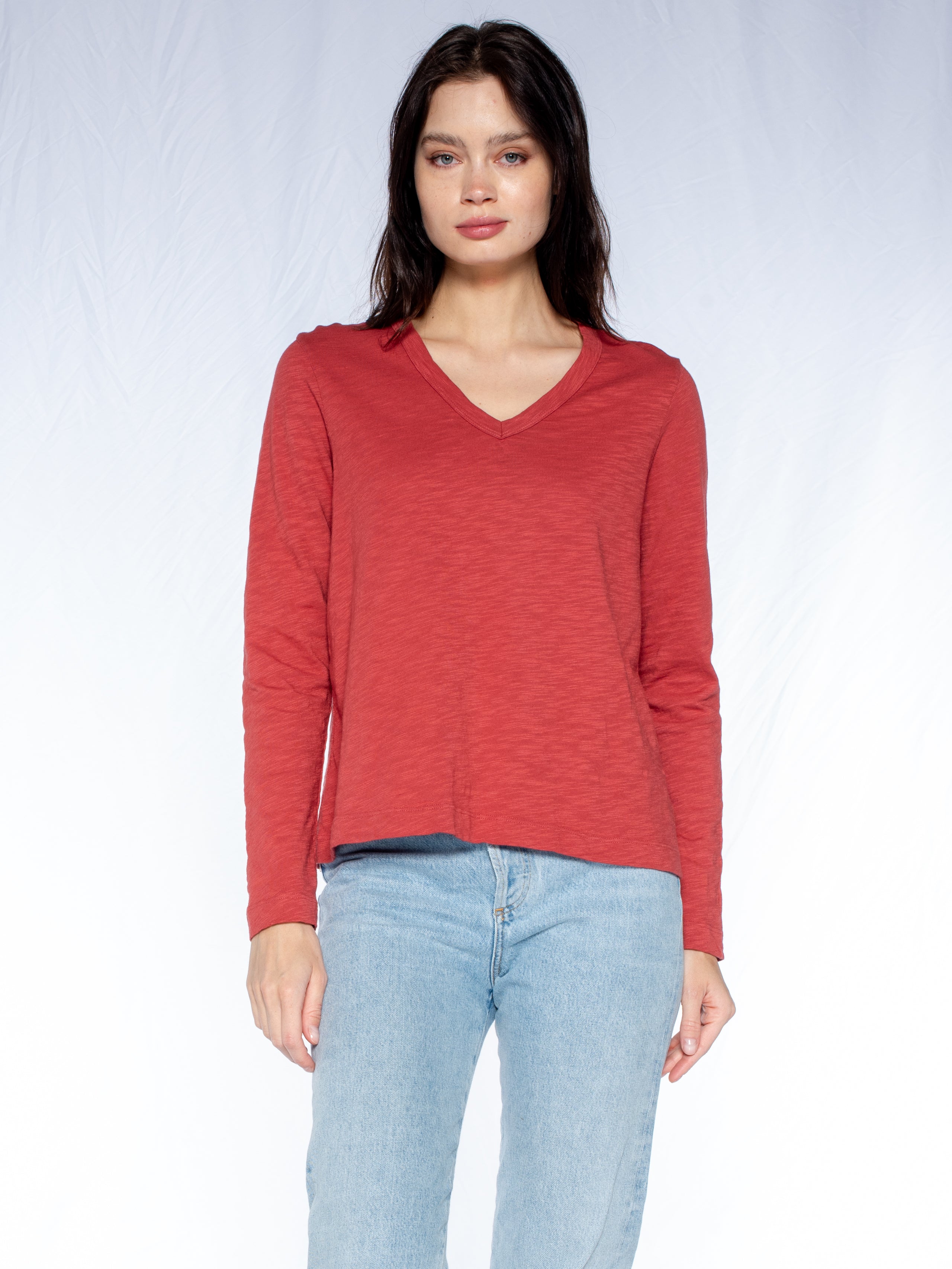 V-Neck Long Sleeve Baby Baby Fit Tee