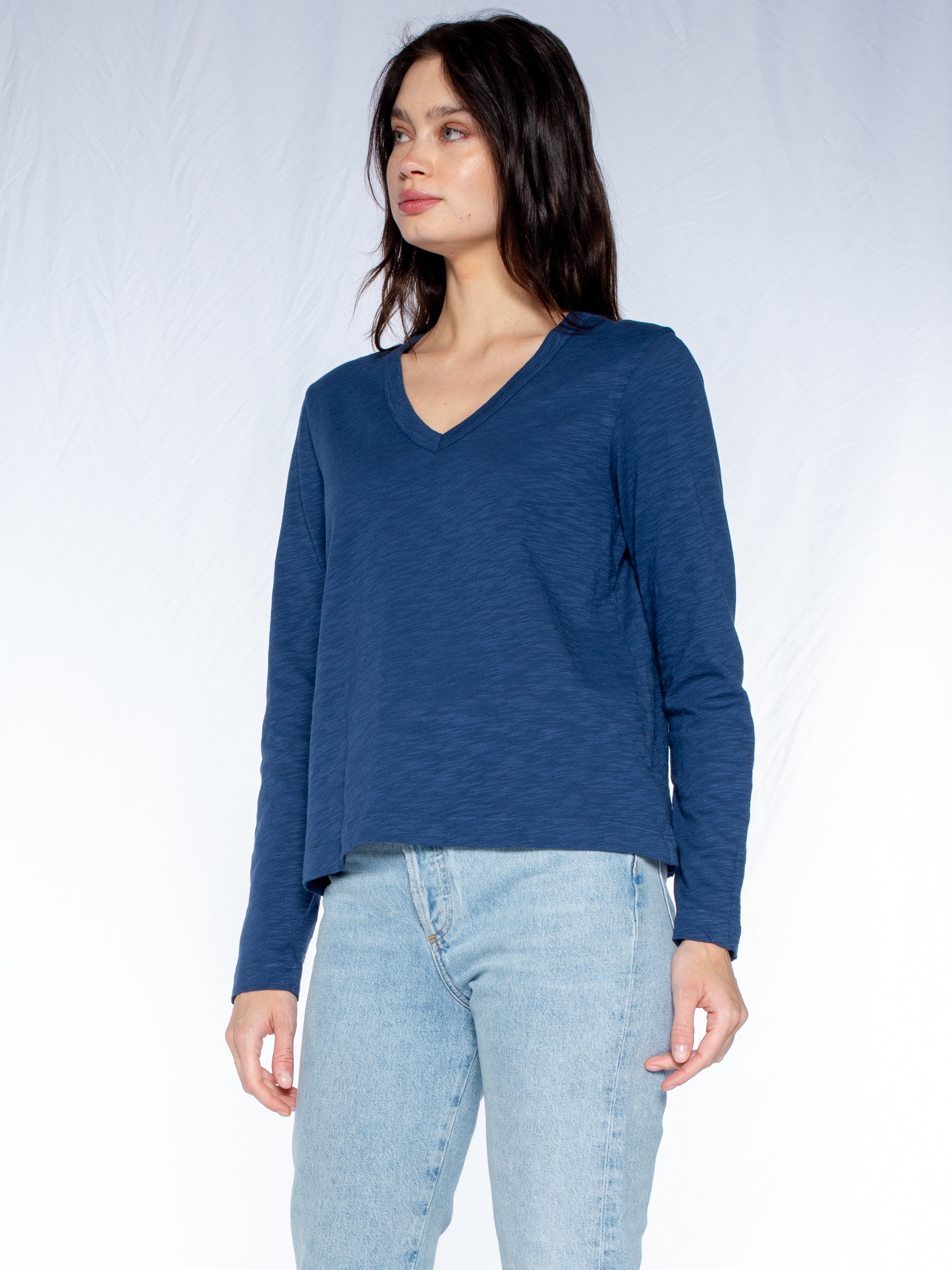 V-Neck Long Sleeve Baby Baby Fit Tee