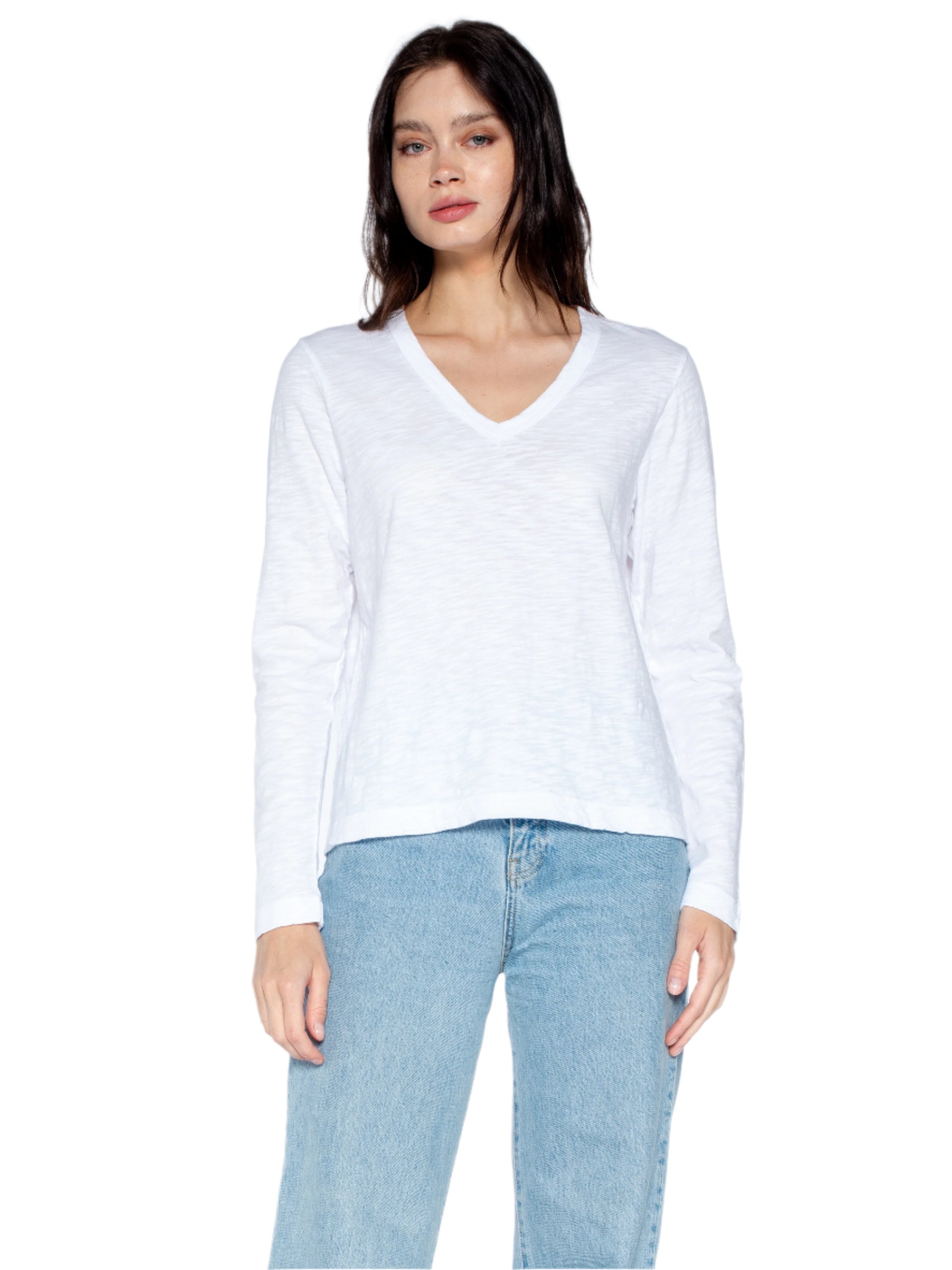V-Neck Long Sleeve Baby Baby Fit Tee