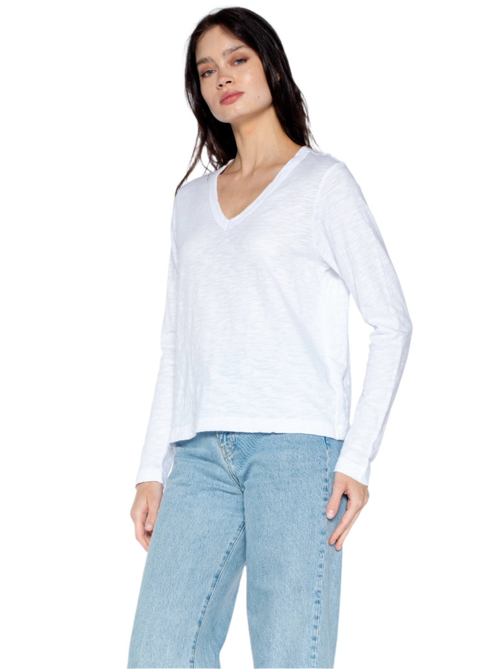 V-Neck Long Sleeve Baby Baby Fit Tee