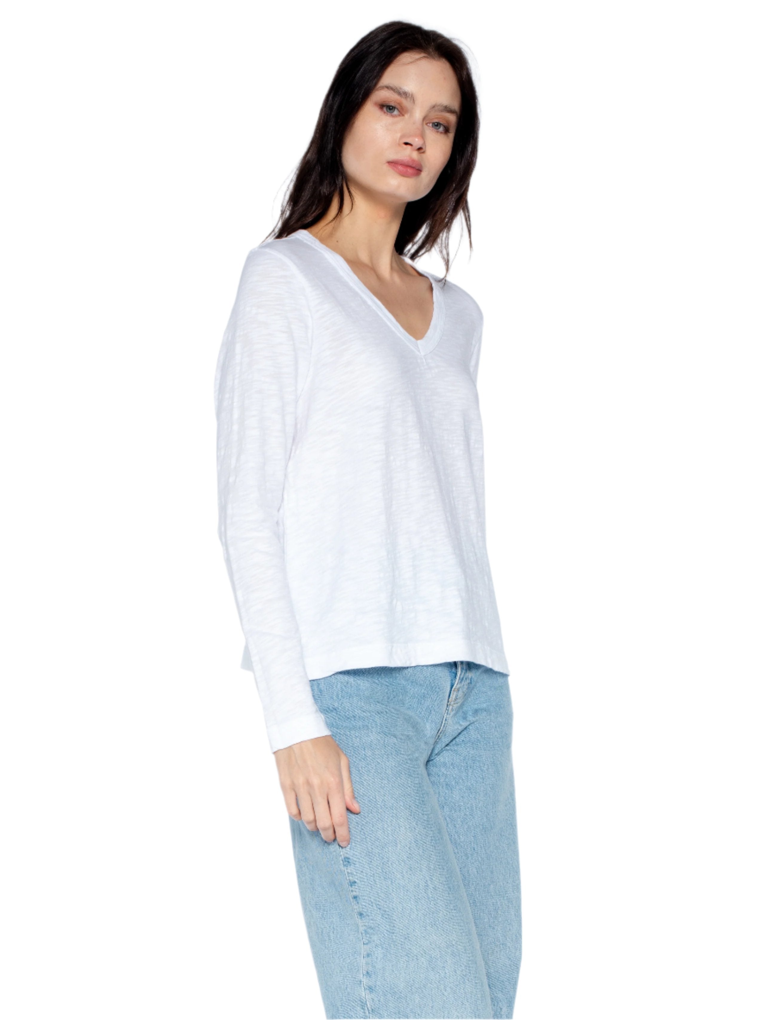 V-Neck Long Sleeve Baby Baby Fit Tee