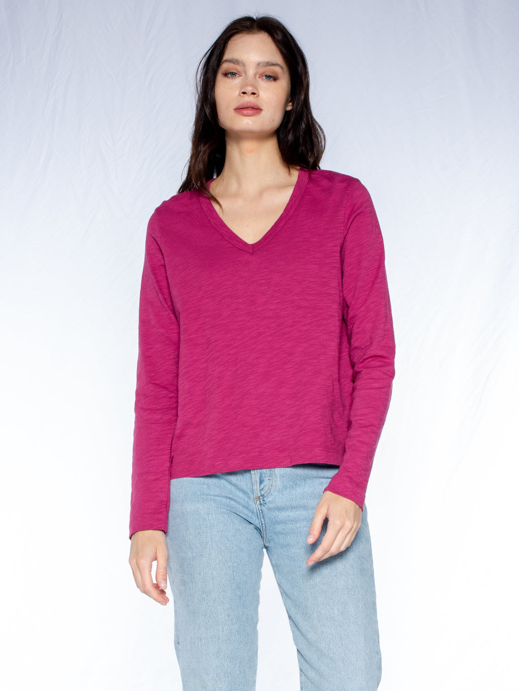 V-Neck Long Sleeve Baby Baby Fit Tee