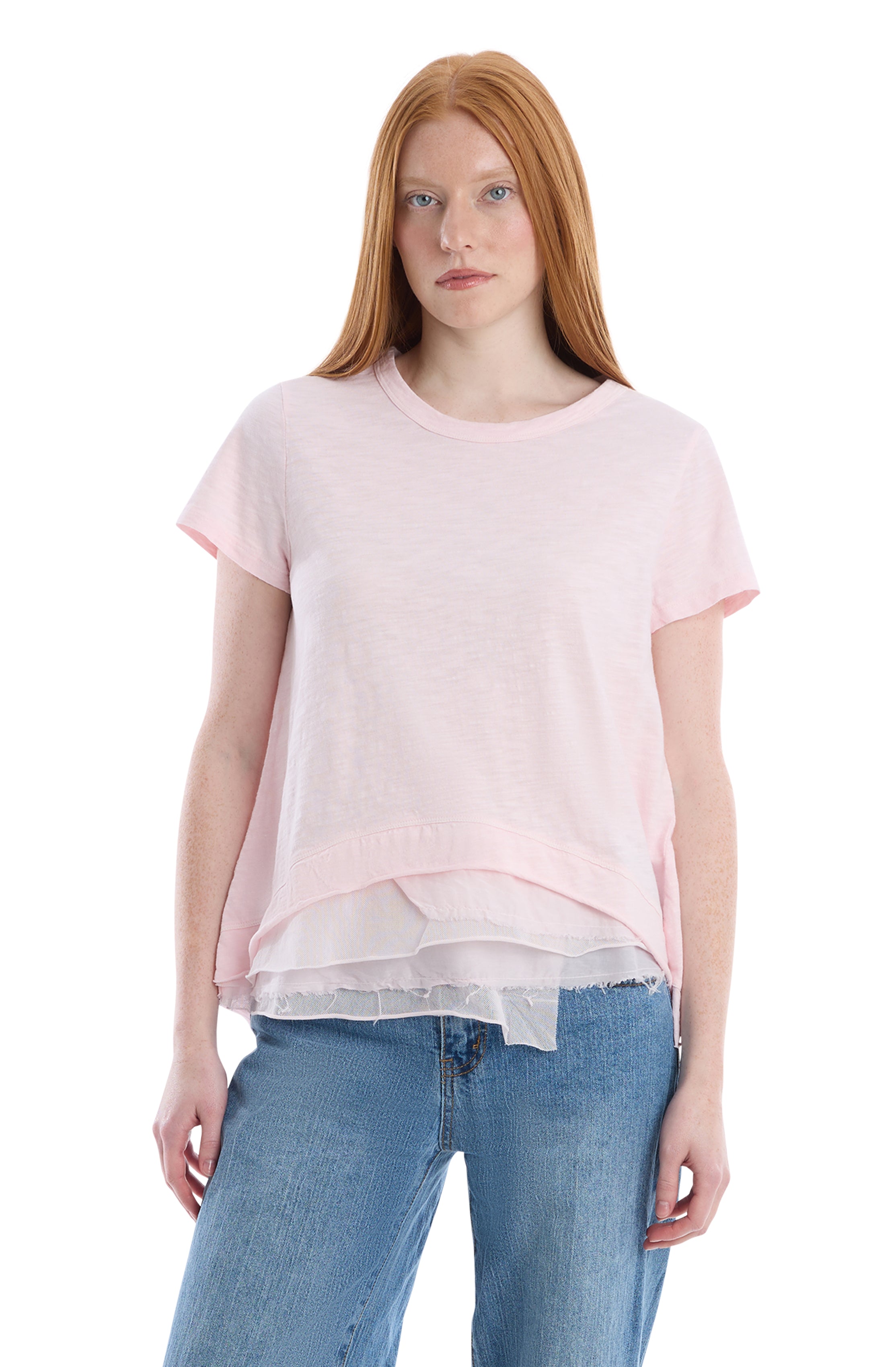 Boxy short sleeve mixed hem