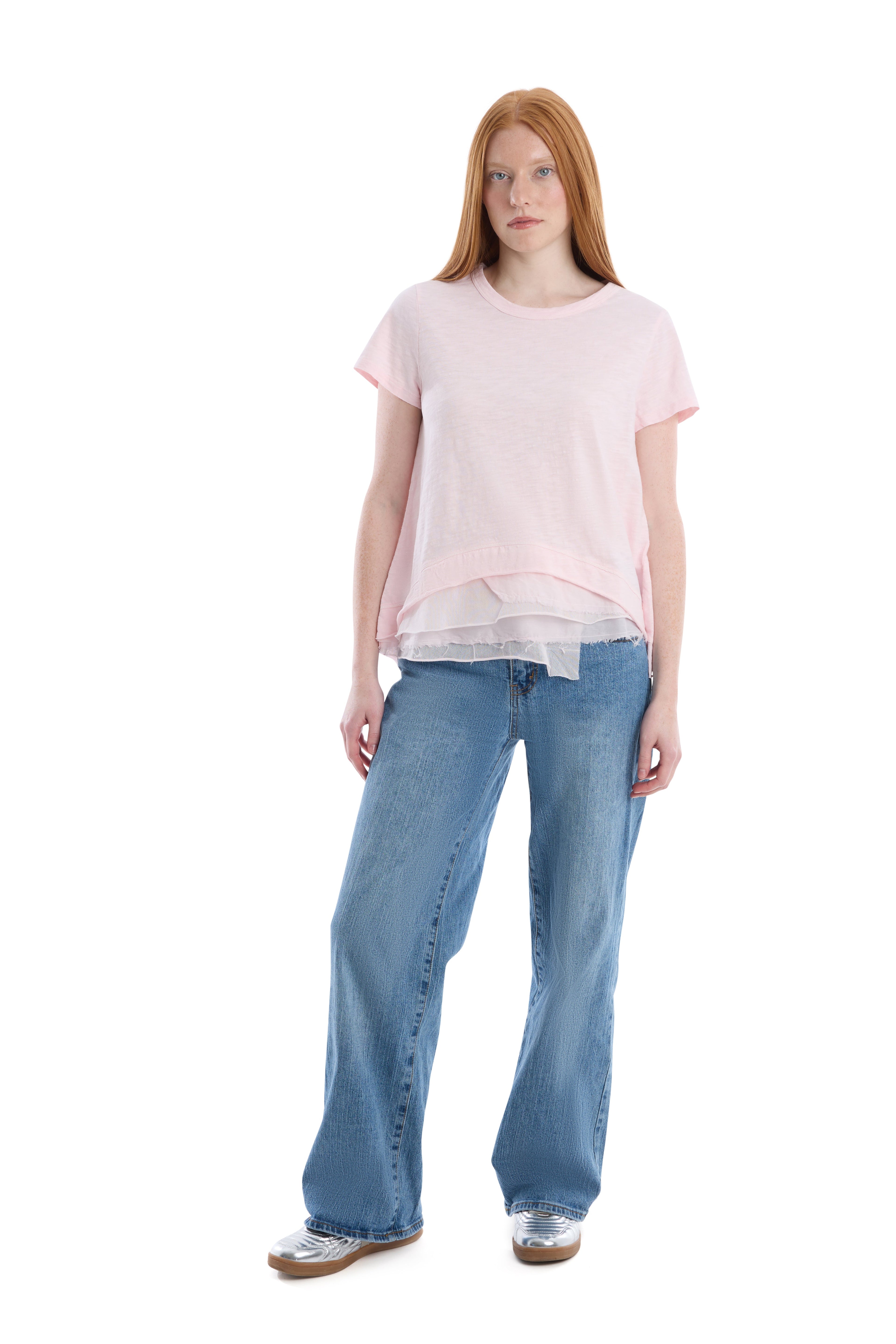 Boxy short sleeve mixed hem