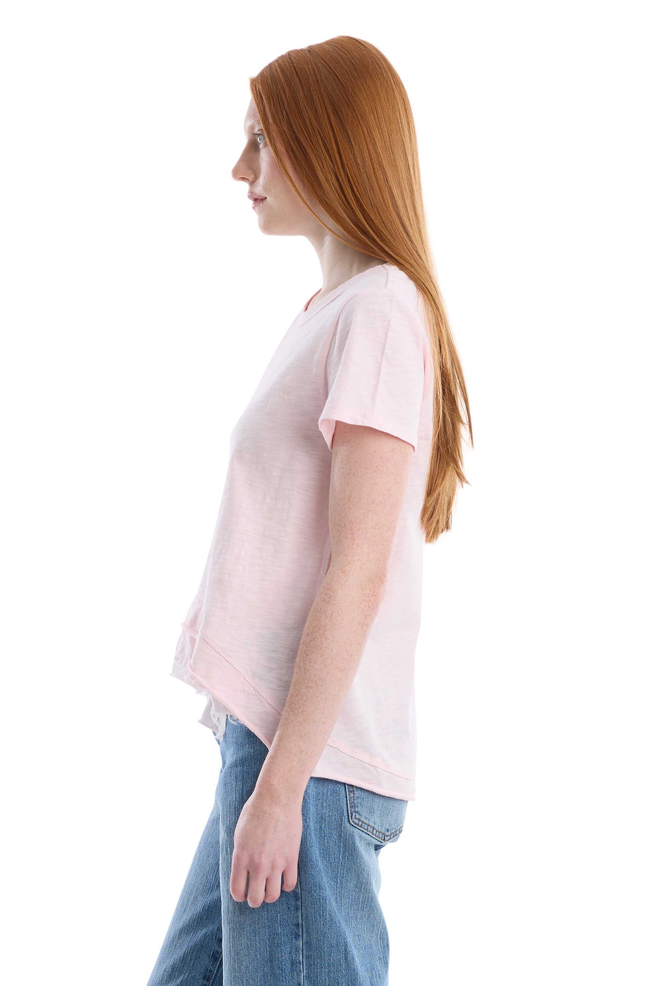 Boxy short sleeve mixed hem
