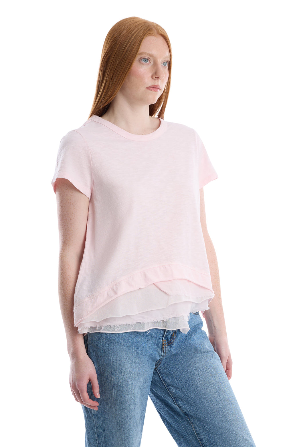 Boxy short sleeve mixed hem