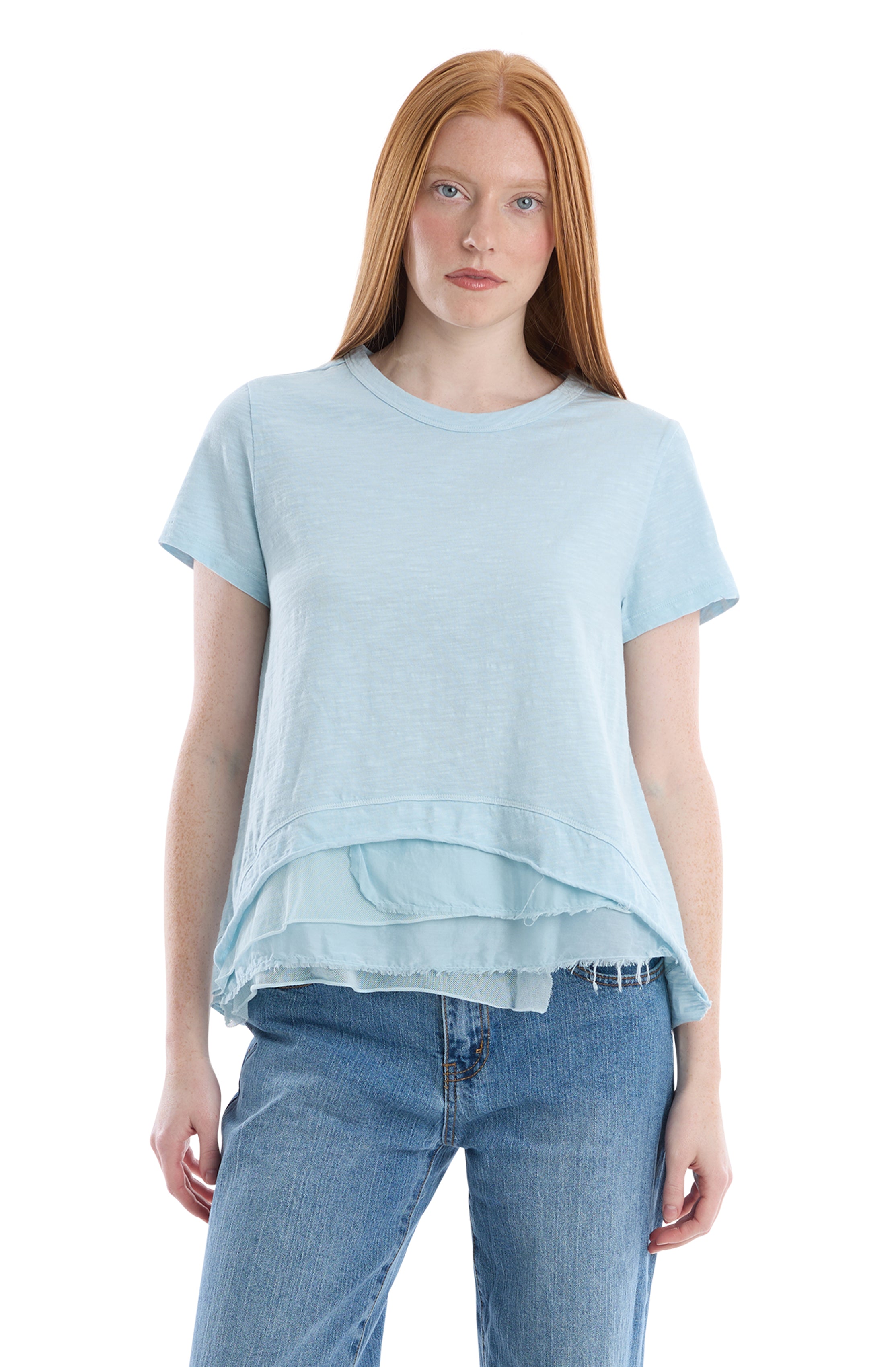 Boxy short sleeve mixed hem