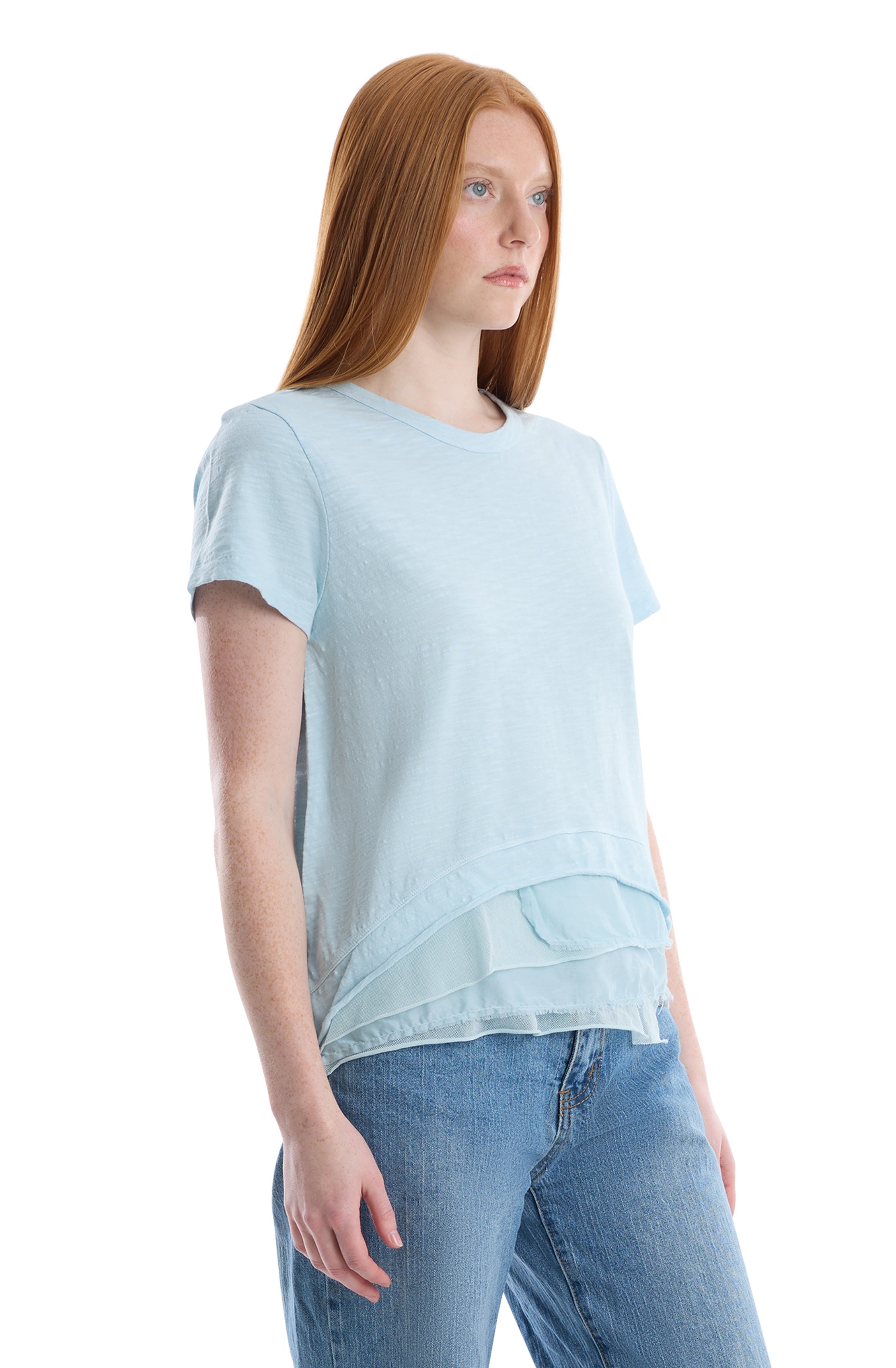 Boxy short sleeve mixed hem