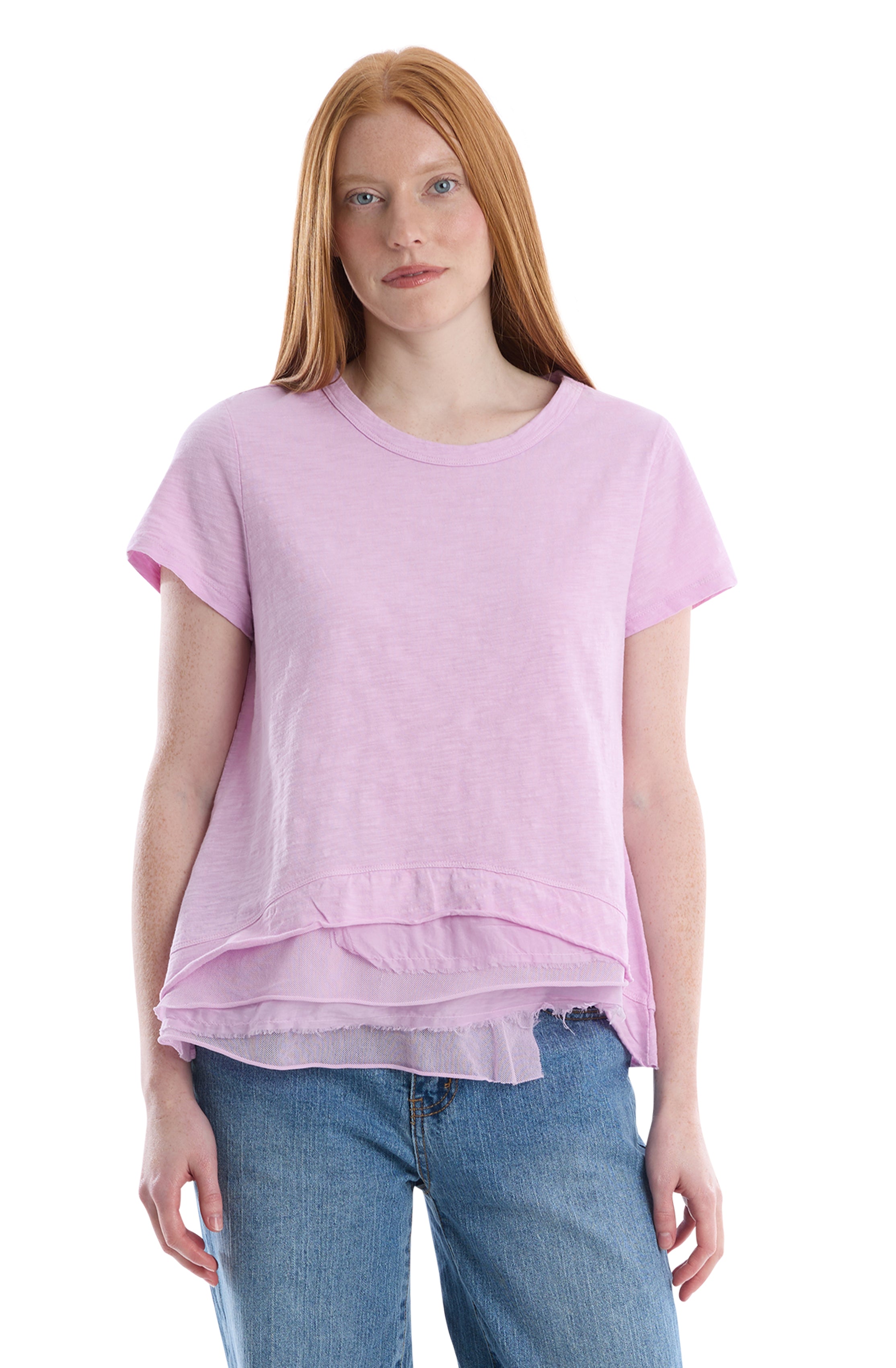 Boxy short sleeve mixed hem