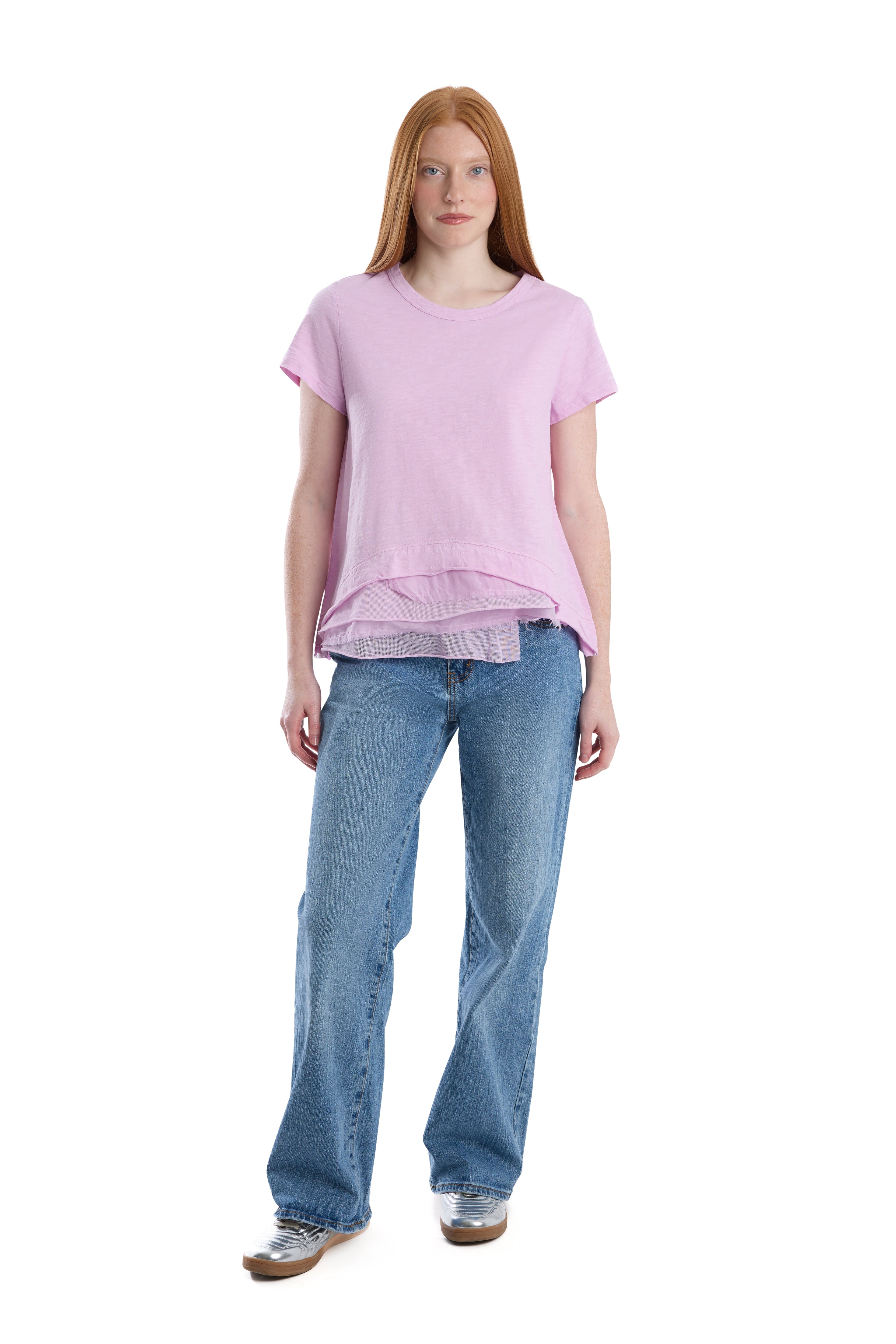 Boxy short sleeve mixed hem