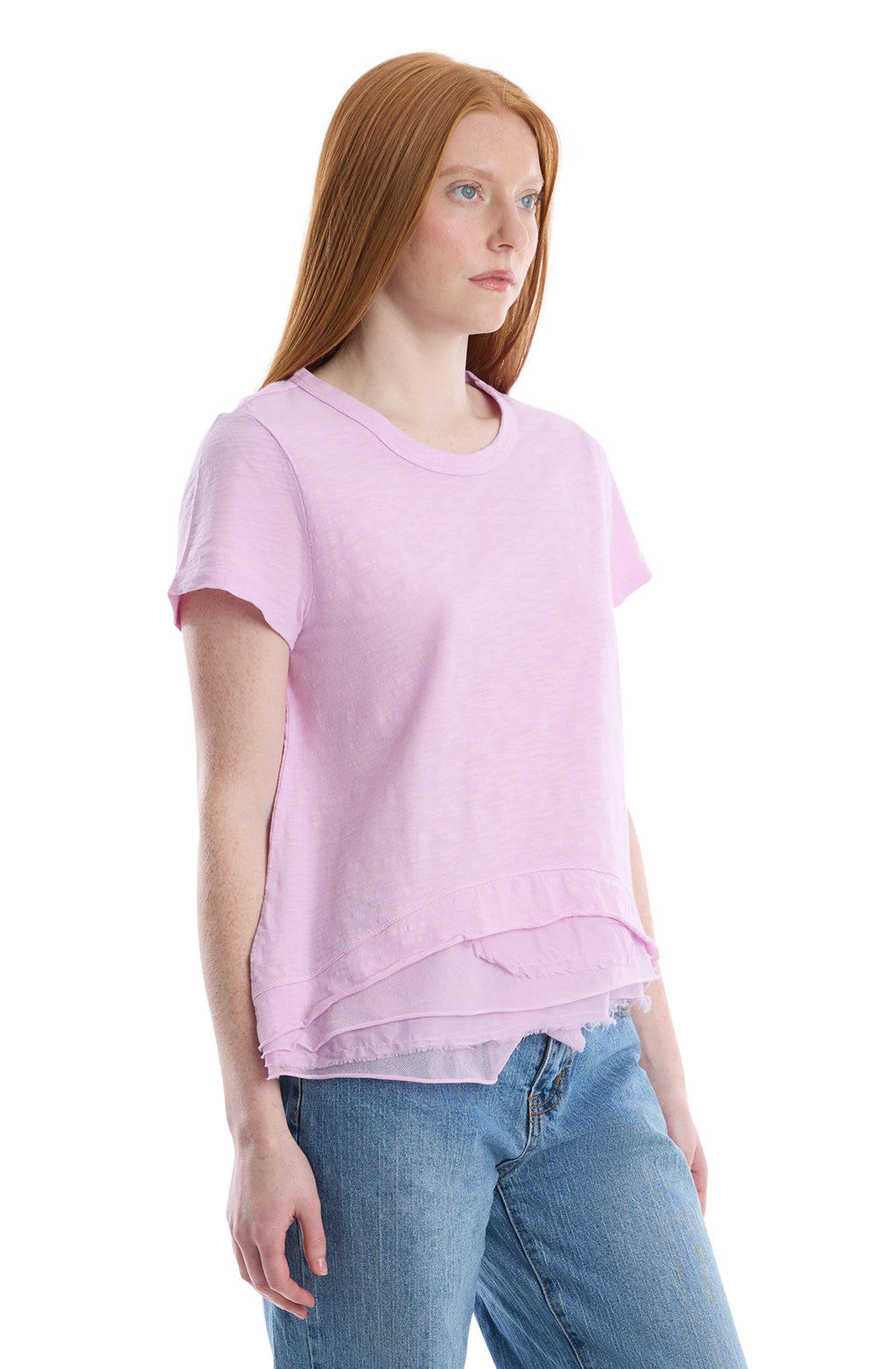 Boxy short sleeve mixed hem