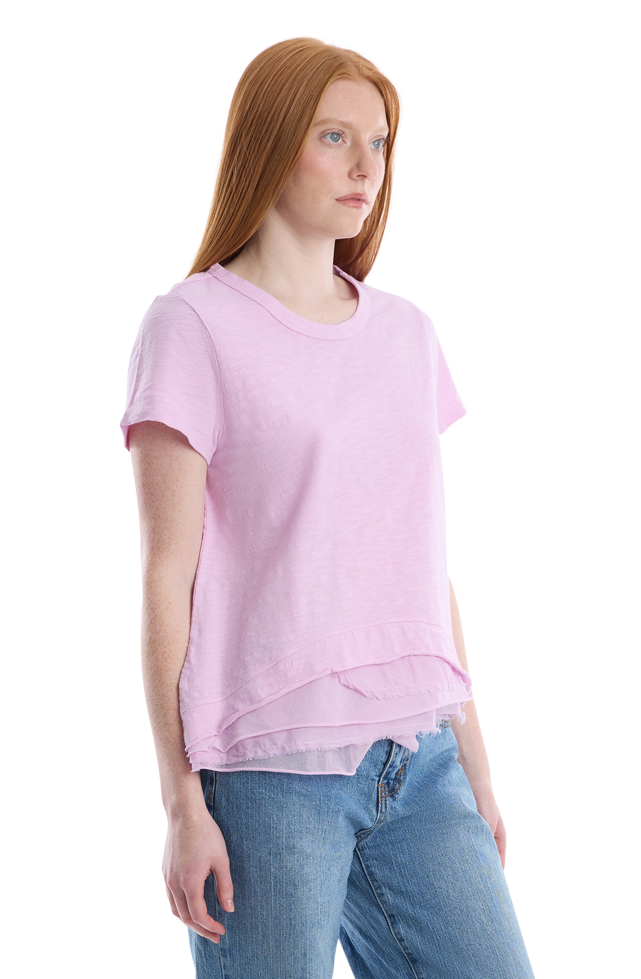 Boxy short sleeve mixed hem