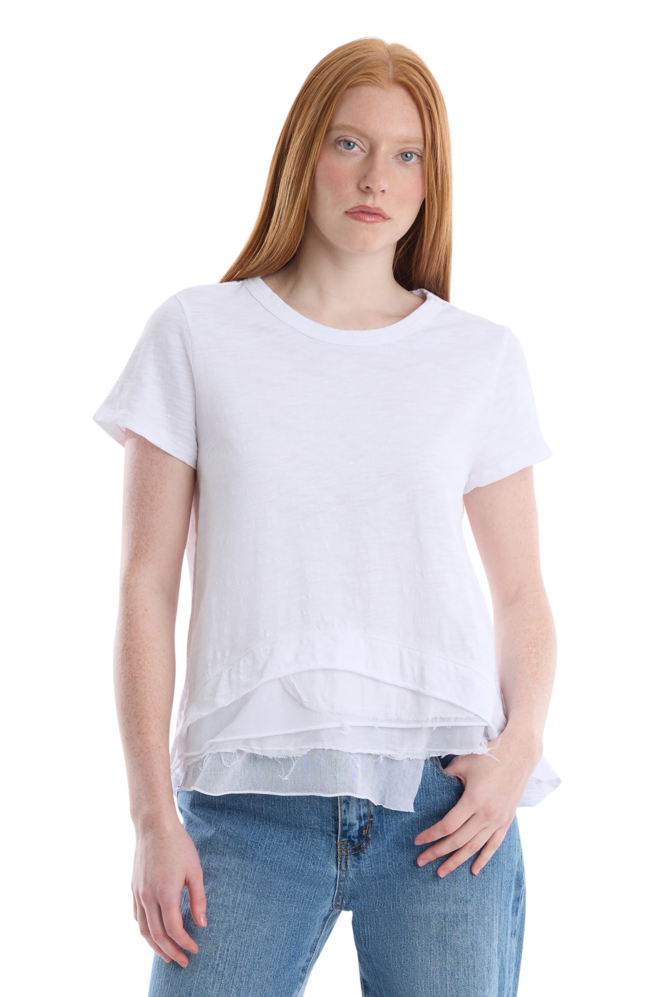 Boxy short sleeve mixed hem