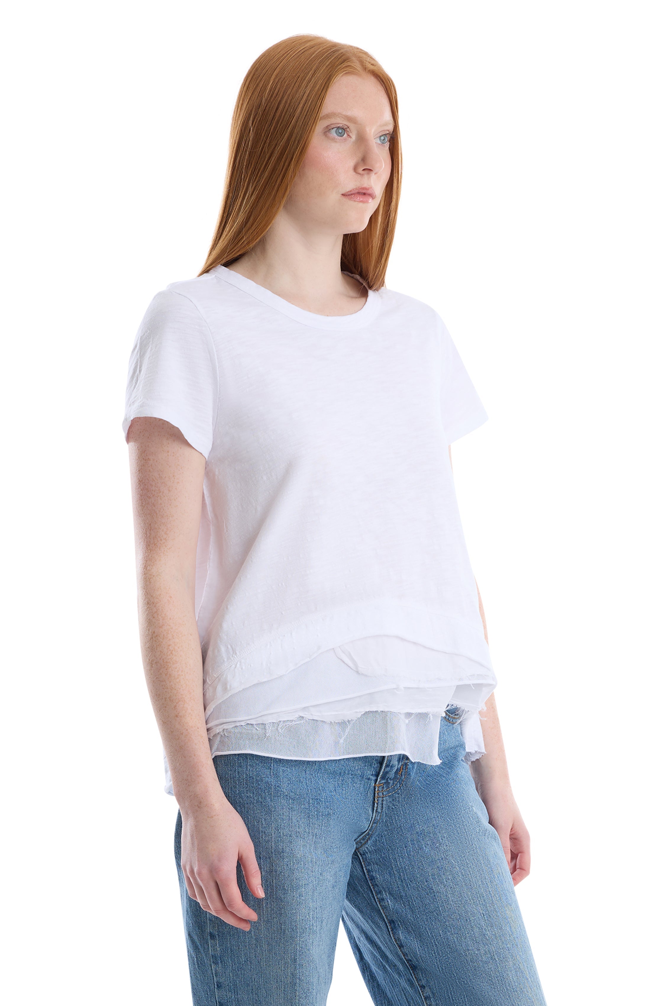 Boxy short sleeve mixed hem