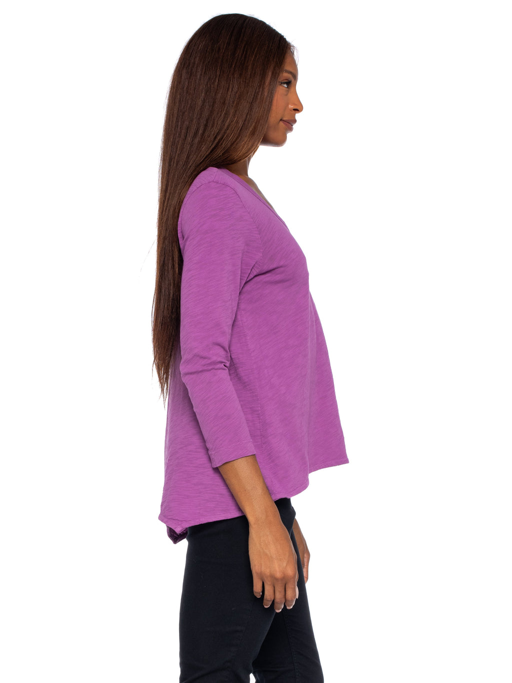 Scoopy Neck 3/4 Sleeve Boyfriend Tee