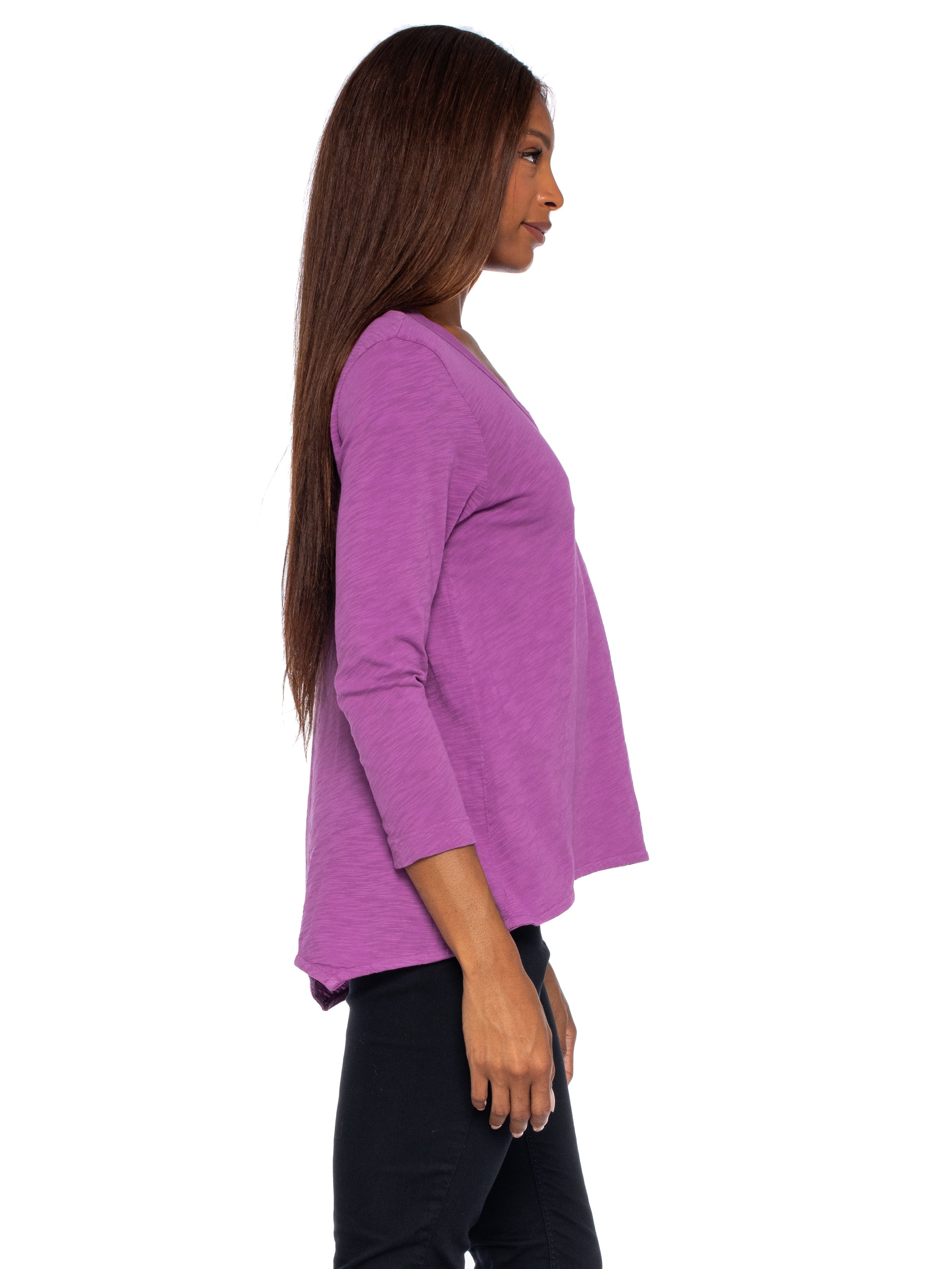 Scoopy Neck 3/4 Sleeve Boyfriend Tee