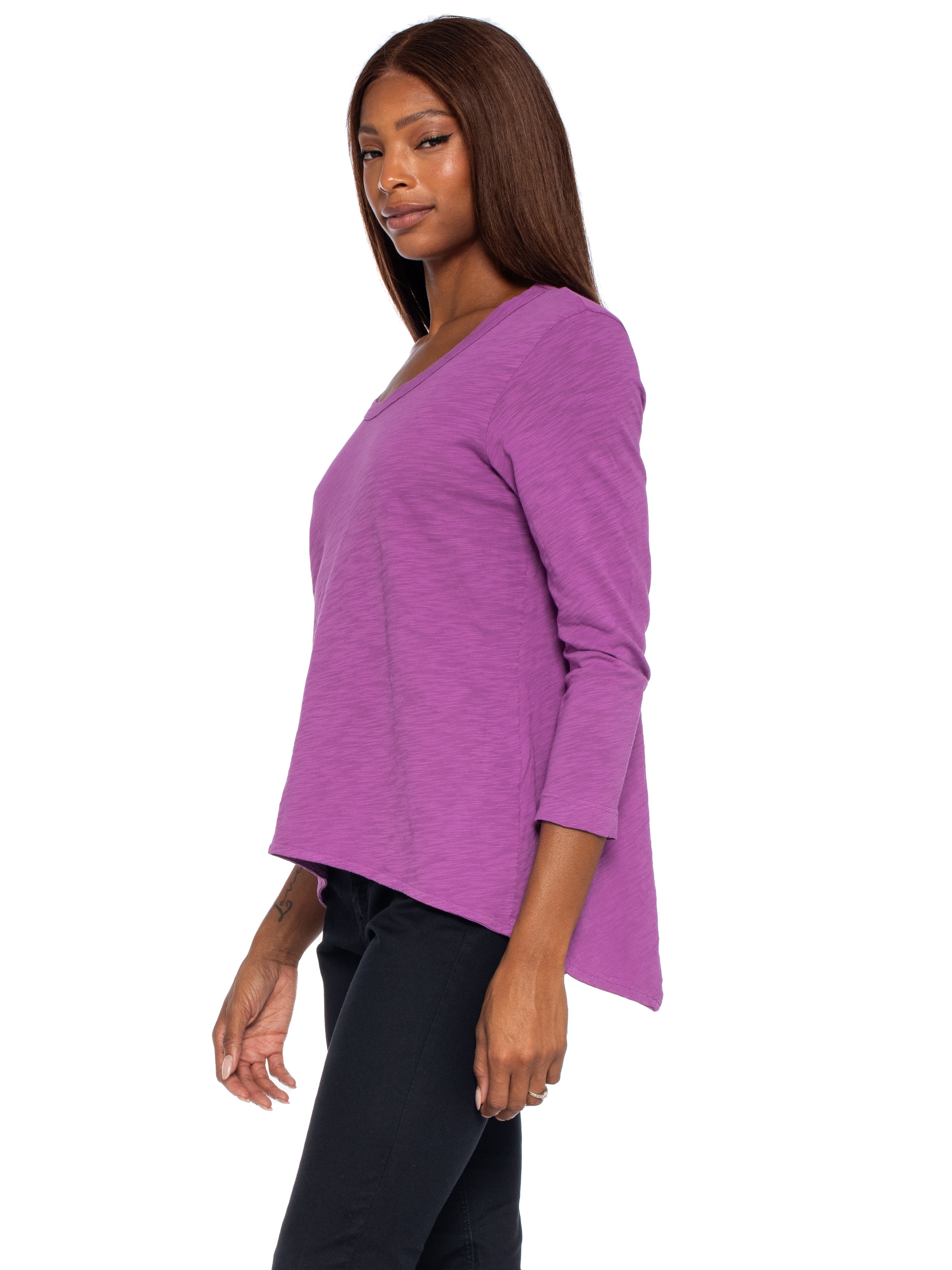 Scoopy Neck 3/4 Sleeve Boyfriend Tee