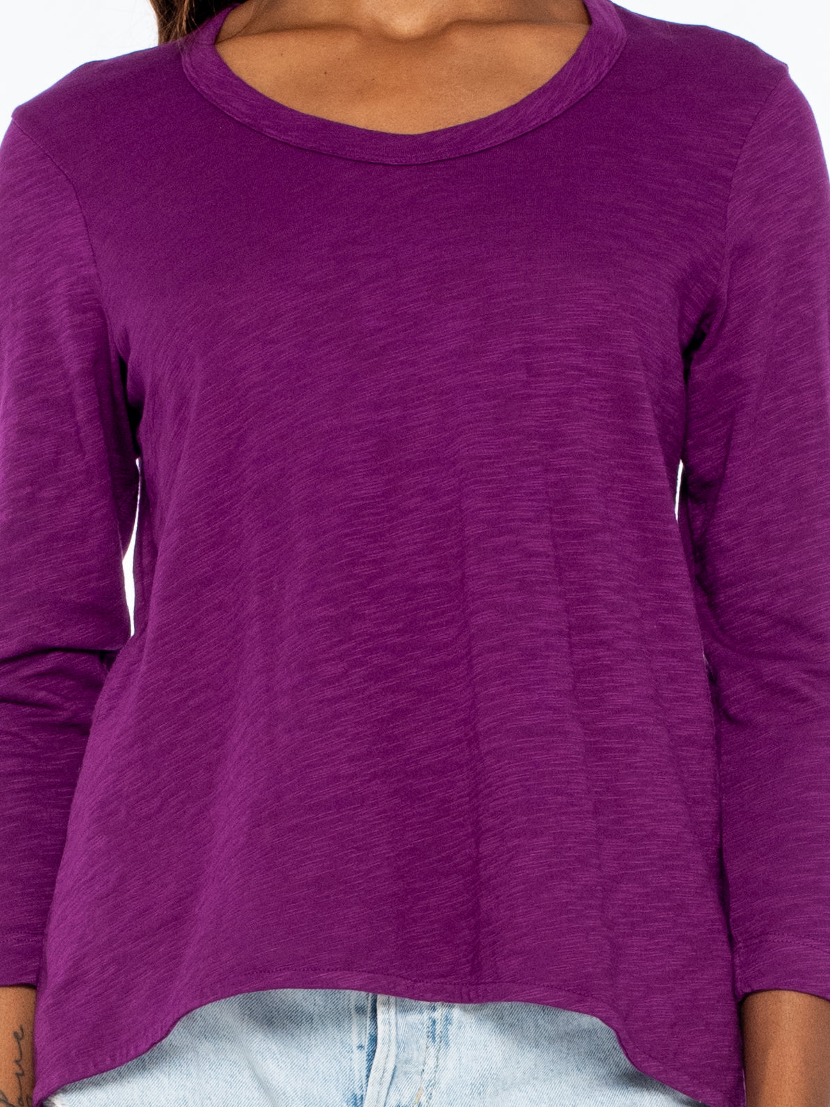 Scoopy Neck 3/4 Sleeve Boyfriend Tee