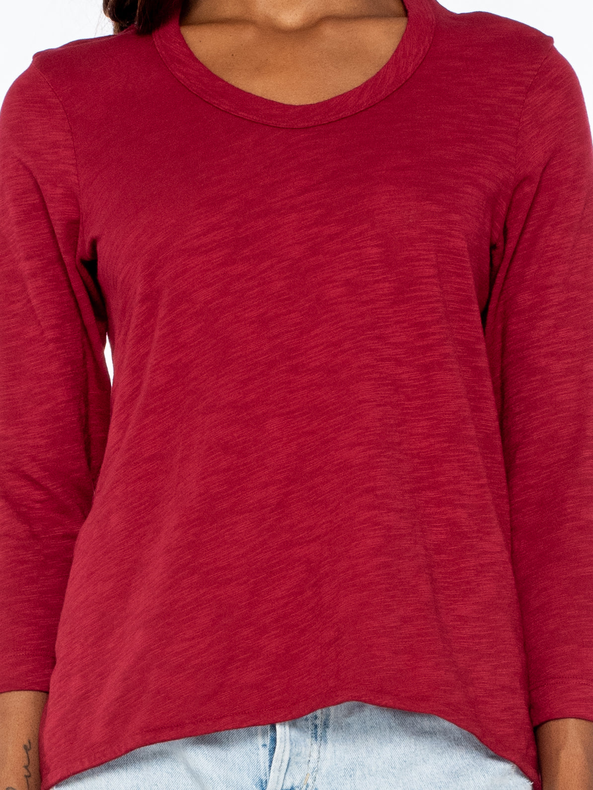Scoopy Neck 3/4 Sleeve Boyfriend Tee