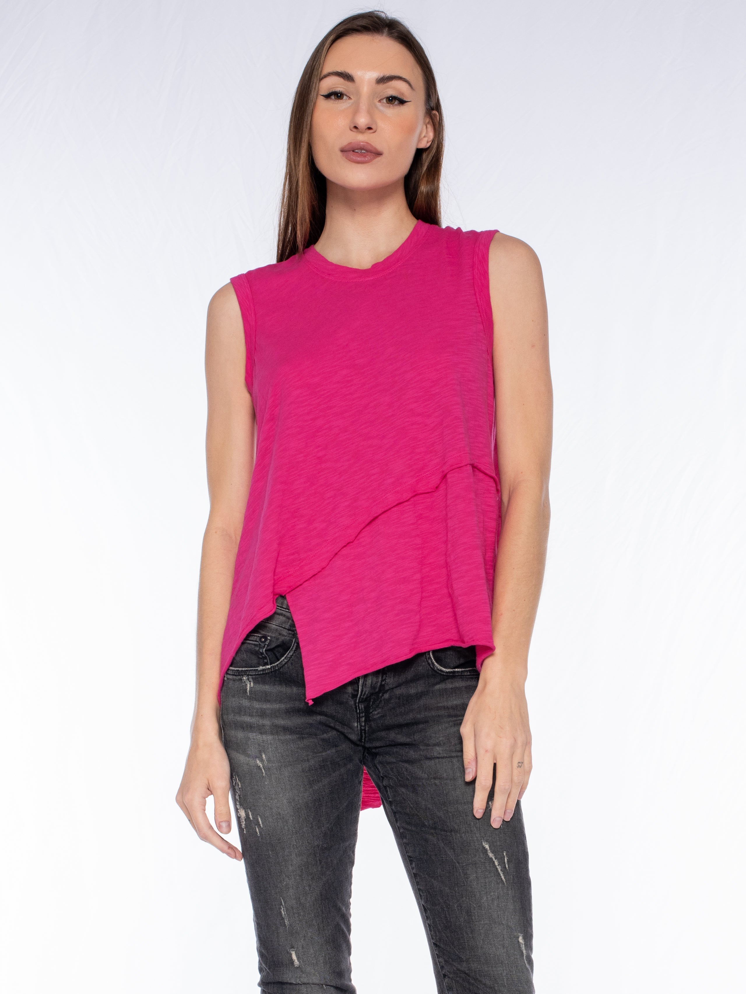 Crossover Hem Shirttail Shell