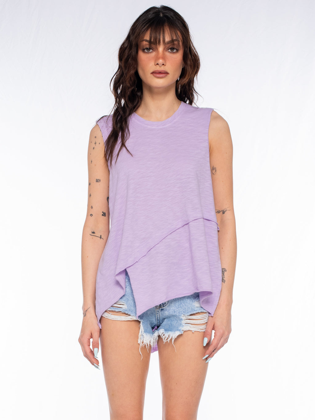 Crossover Hem Shirttail Shell