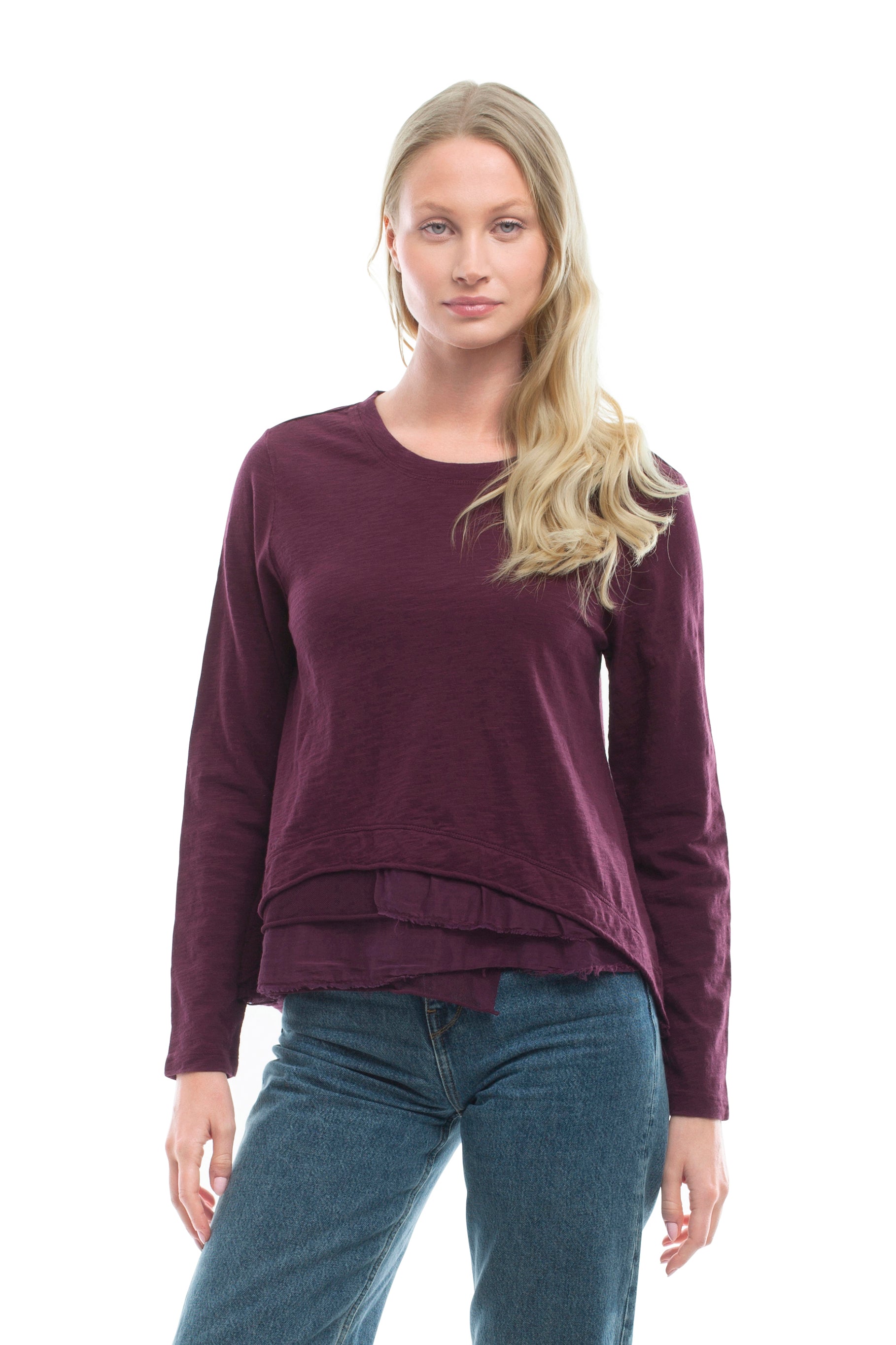 Boxy Mixed Fabric Hem