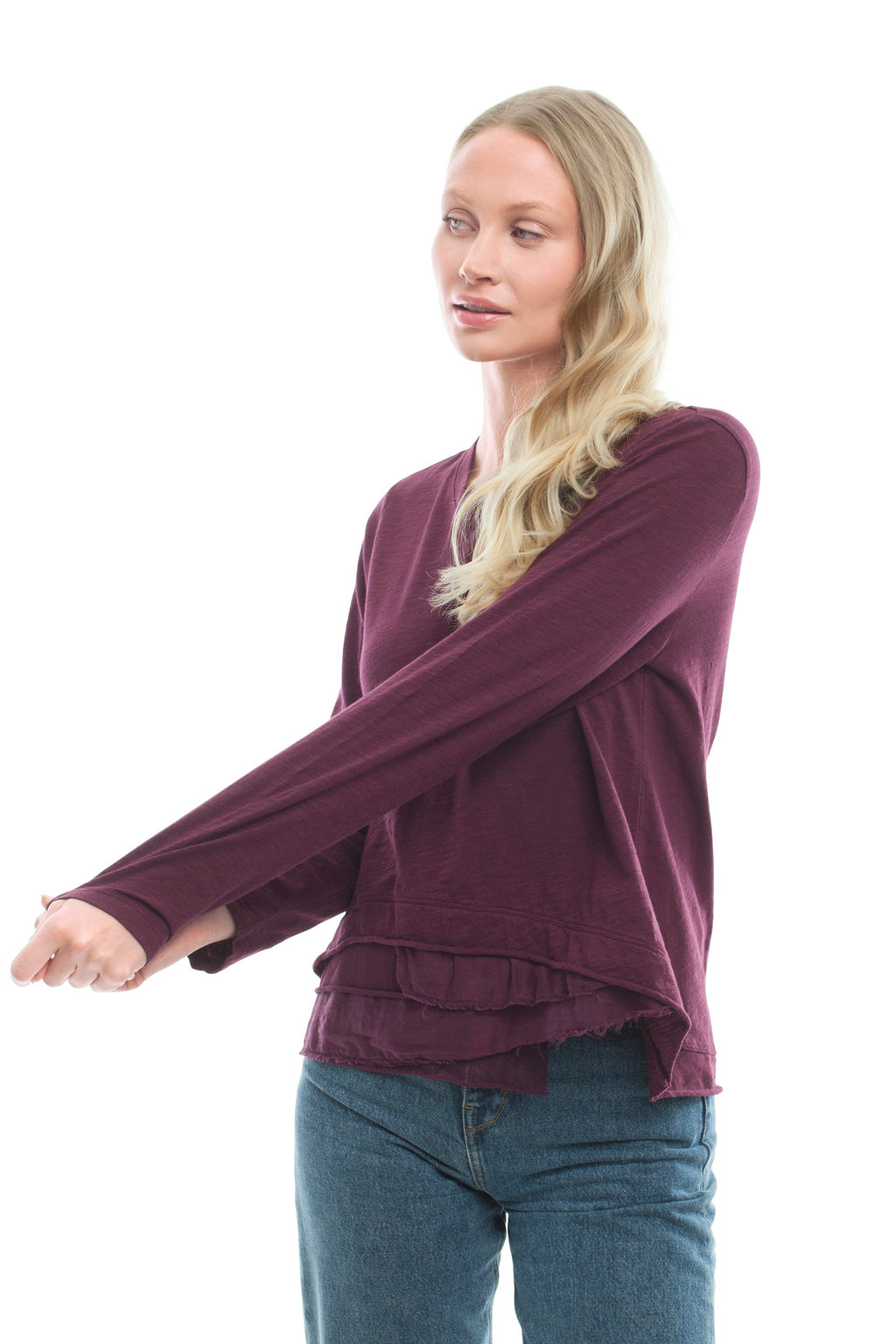 Boxy Mixed Fabric Hem