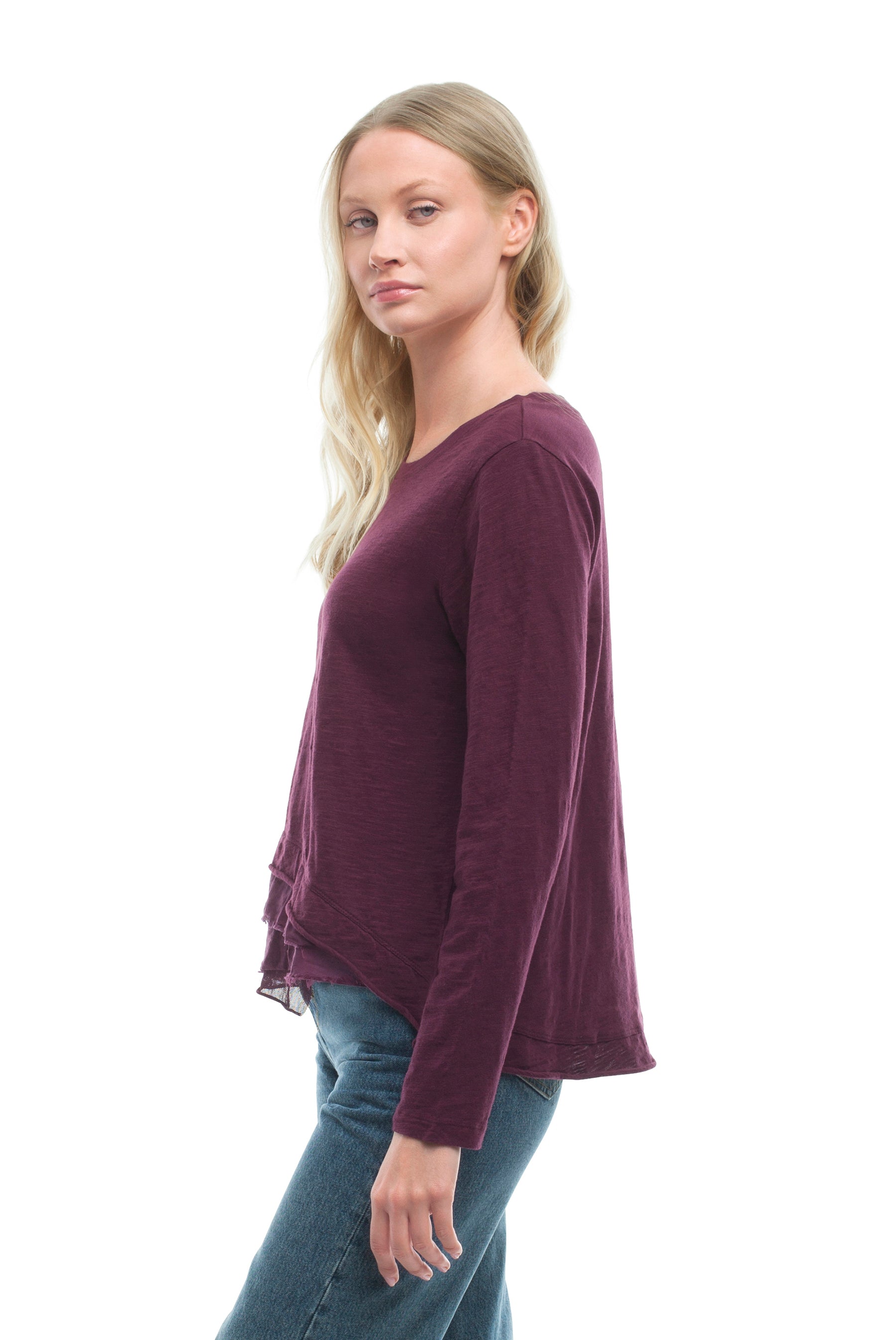 Boxy Mixed Fabric Hem