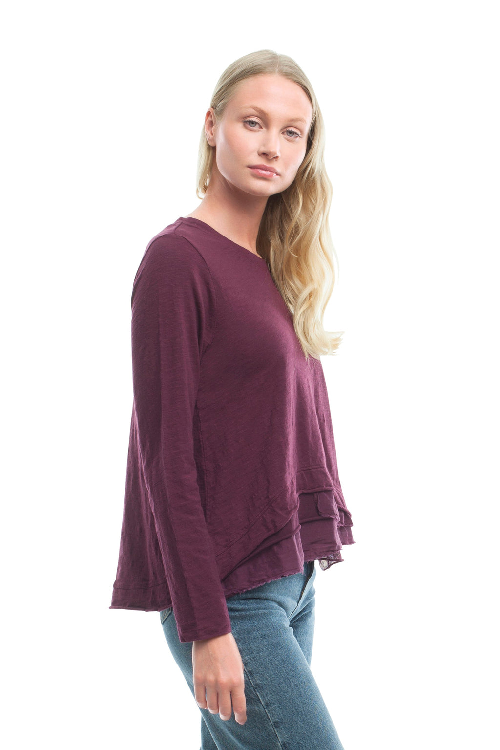 Boxy Mixed Fabric Hem