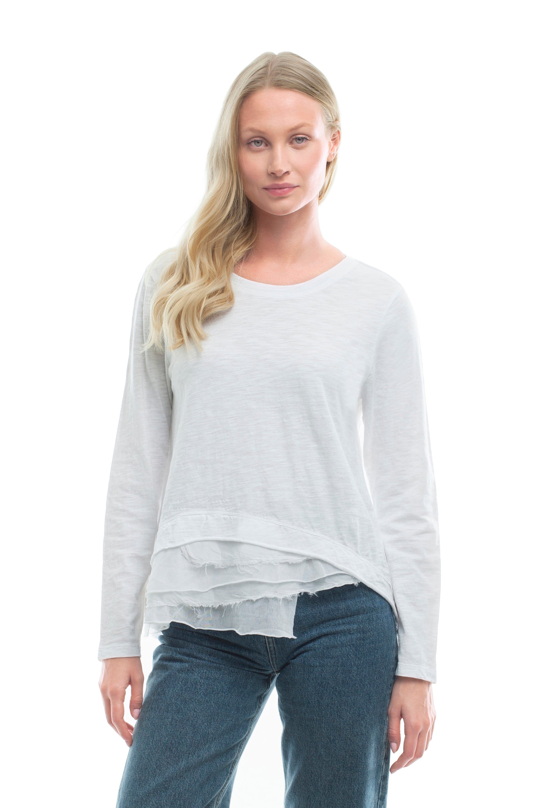 Boxy Mixed Fabric Hem