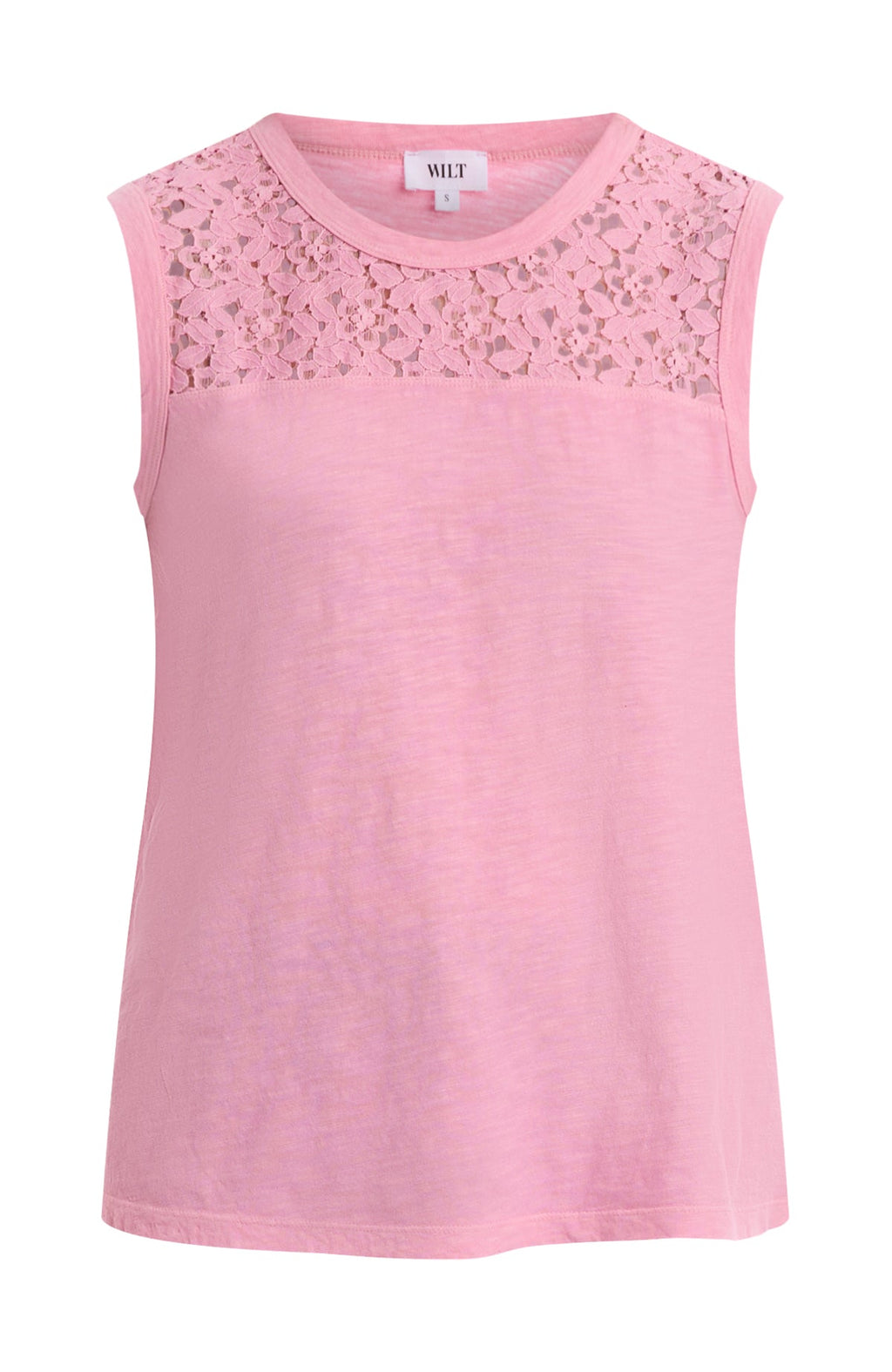 Shell with lace yoke