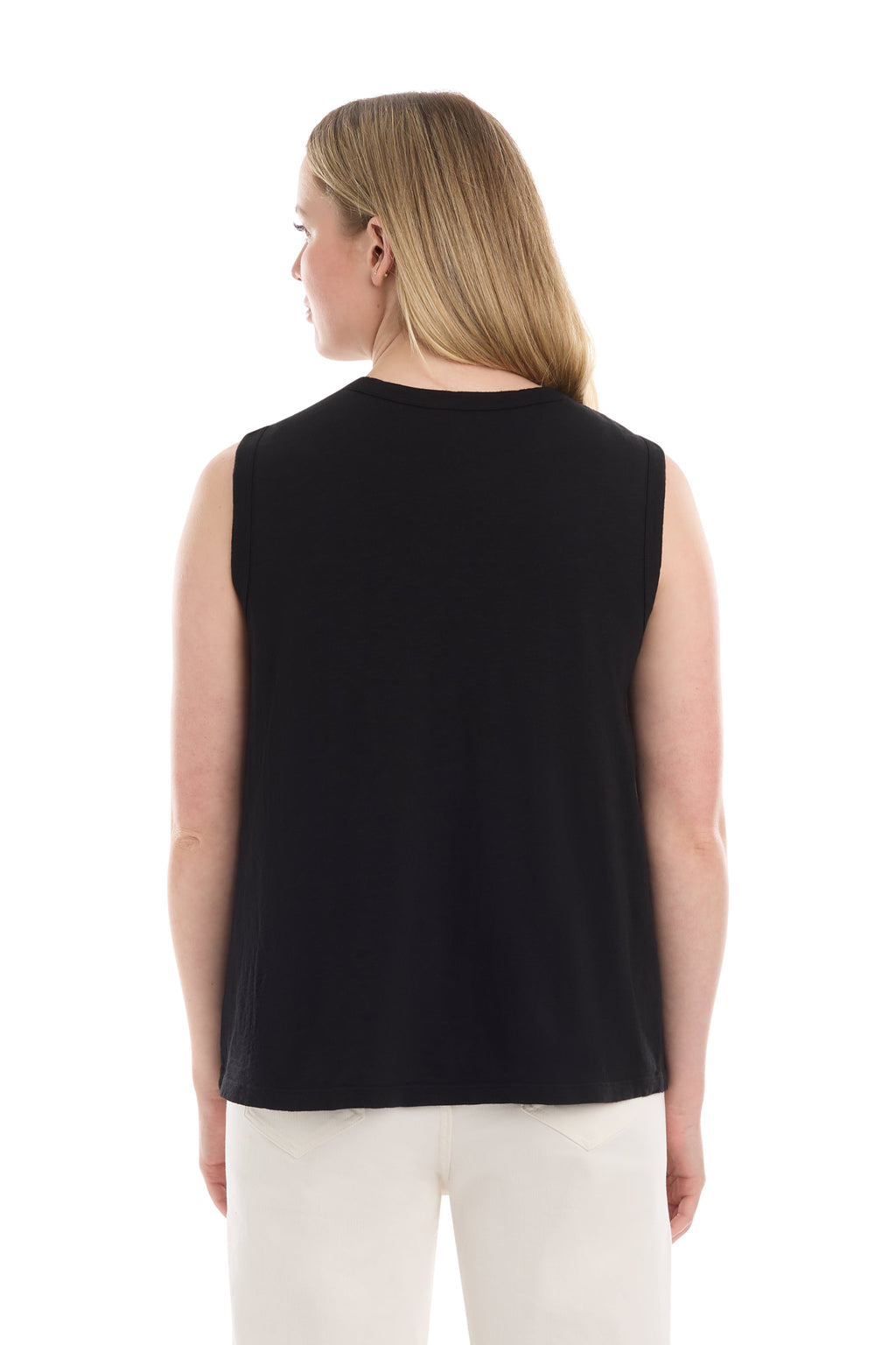 Shell with lace yoke