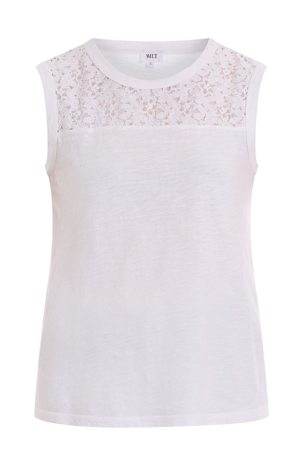 Shell with lace yoke