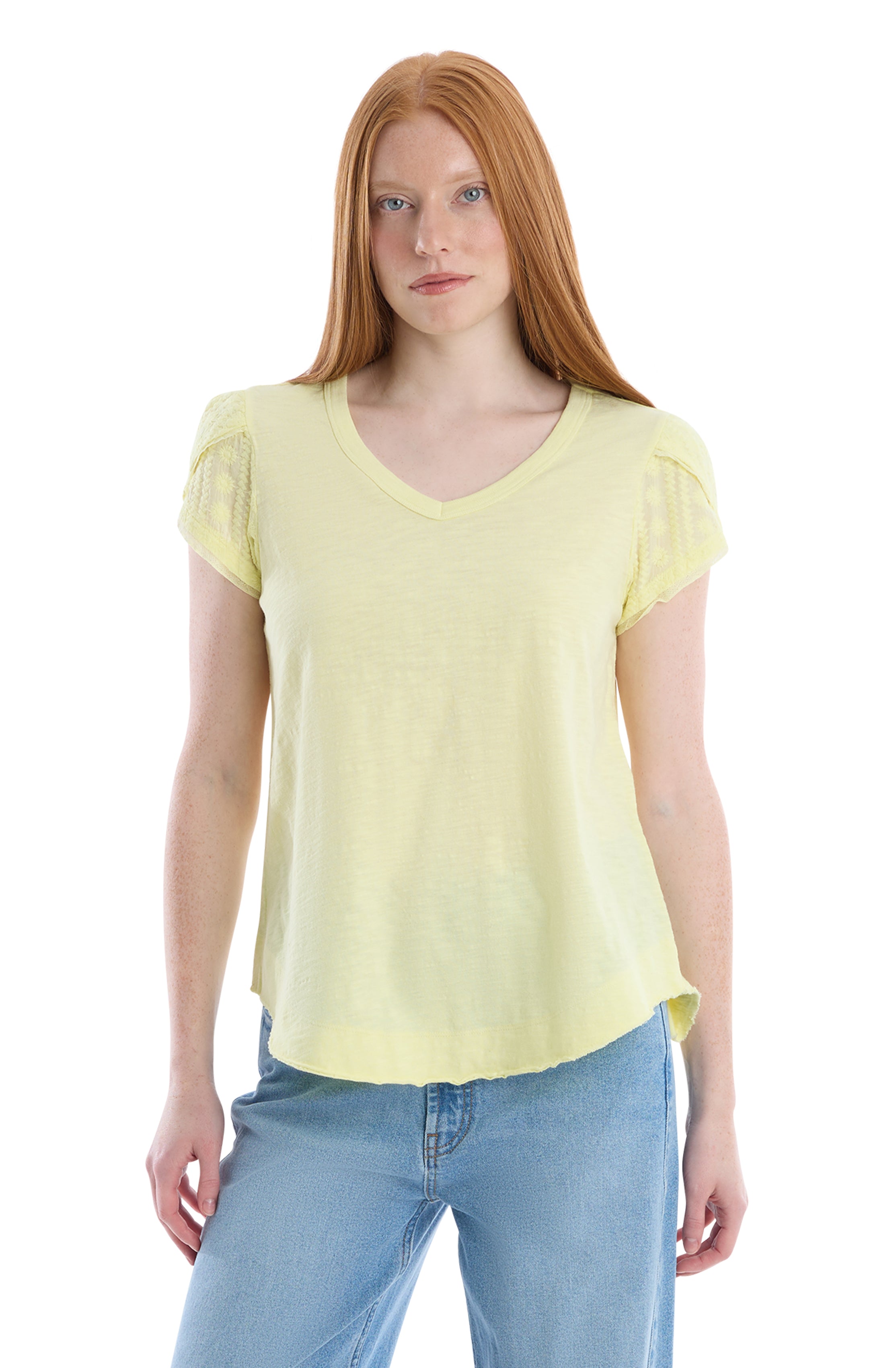 Eyelet overlap cap sleeve