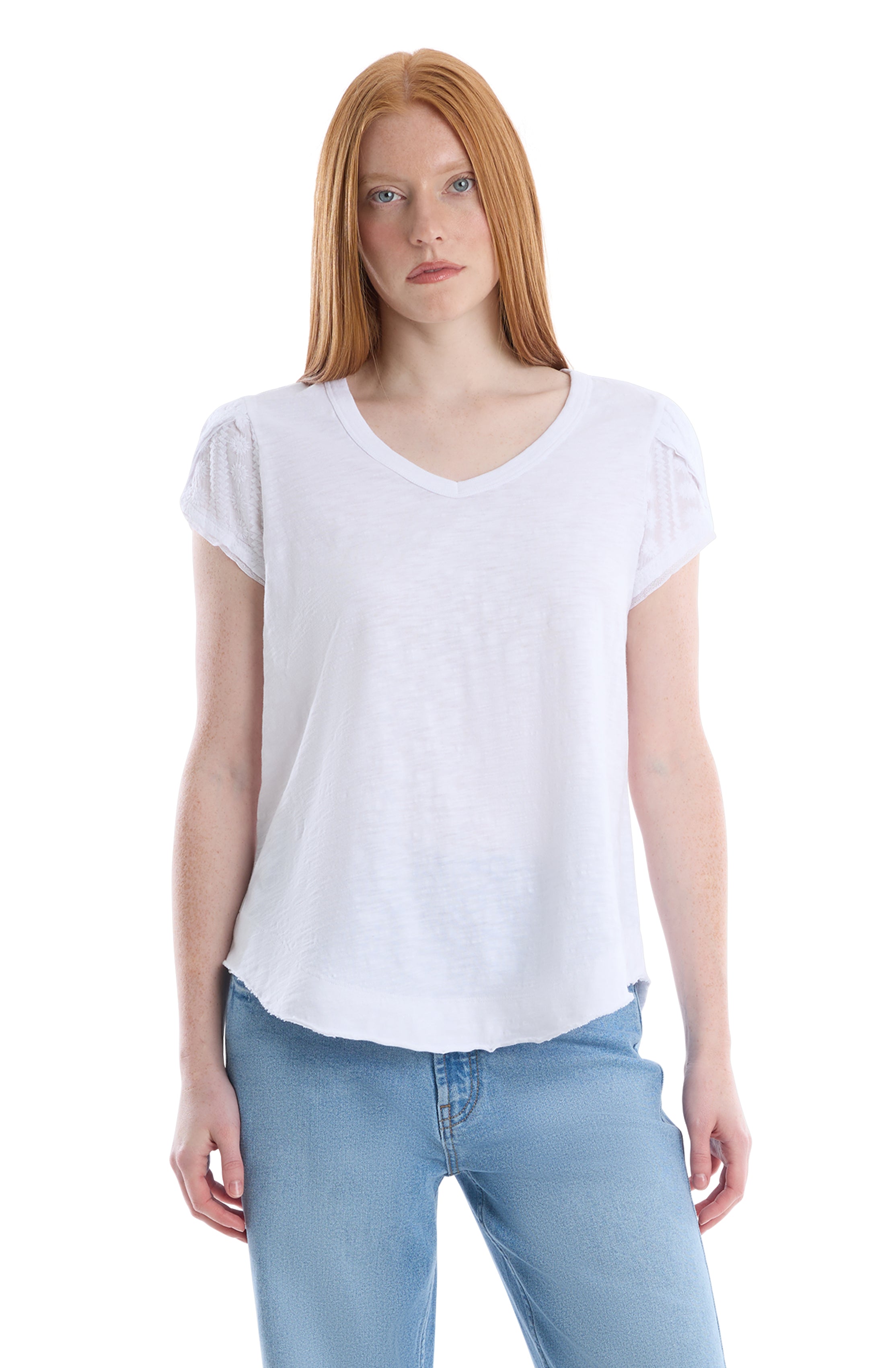 Eyelet overlap cap sleeve