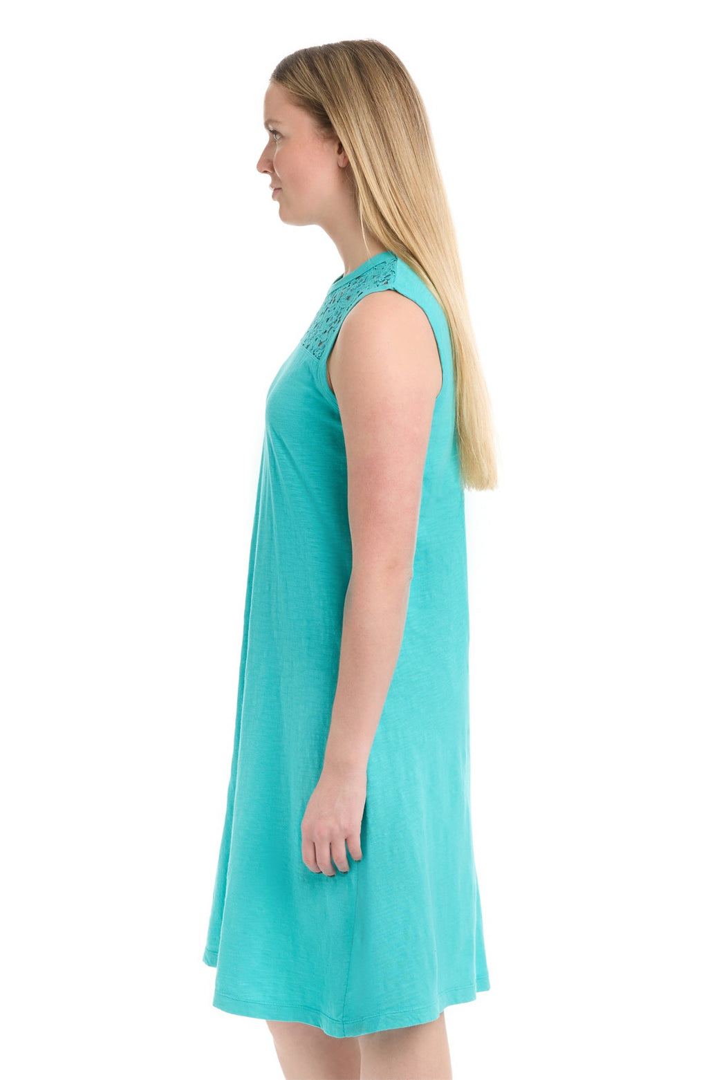 Sleeveless lace yoke dress