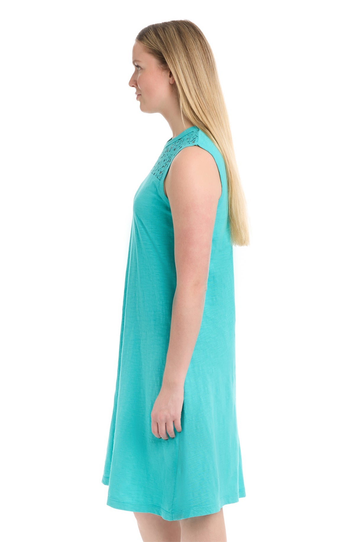 Sleeveless lace yoke dress