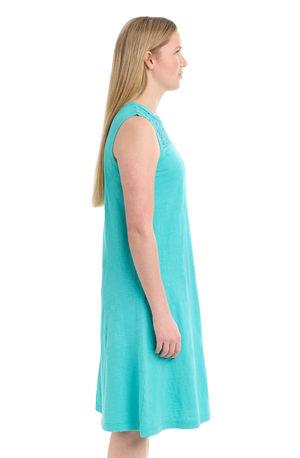 Sleeveless lace yoke dress