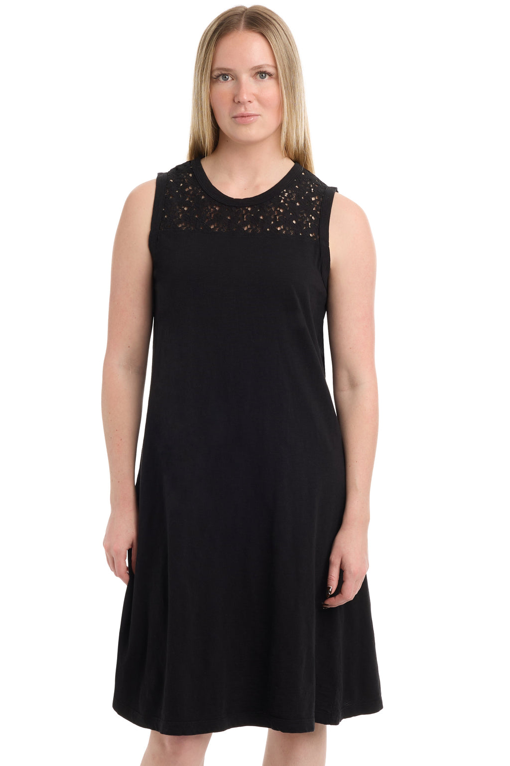 Sleeveless lace yoke dress