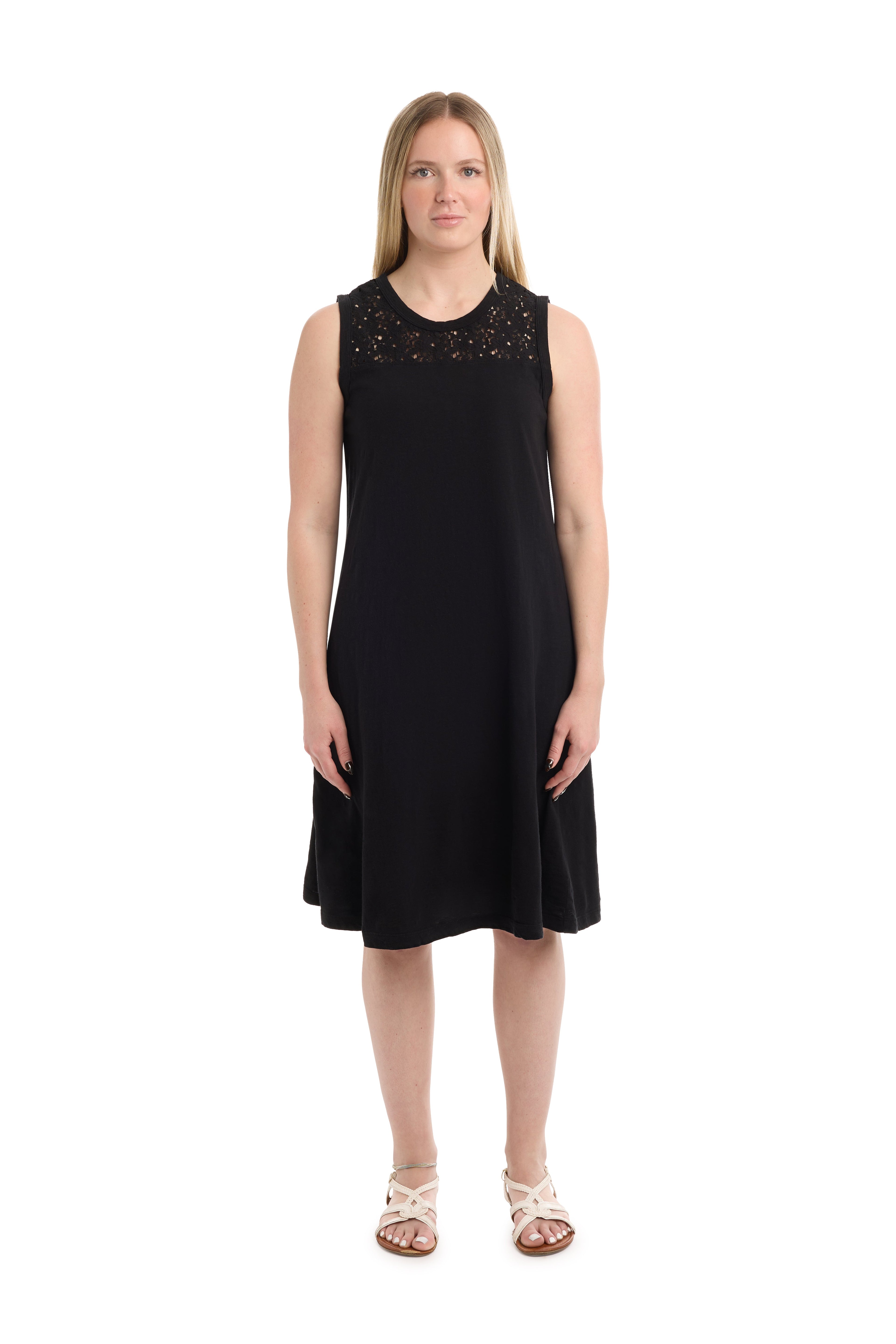 Sleeveless lace yoke dress
