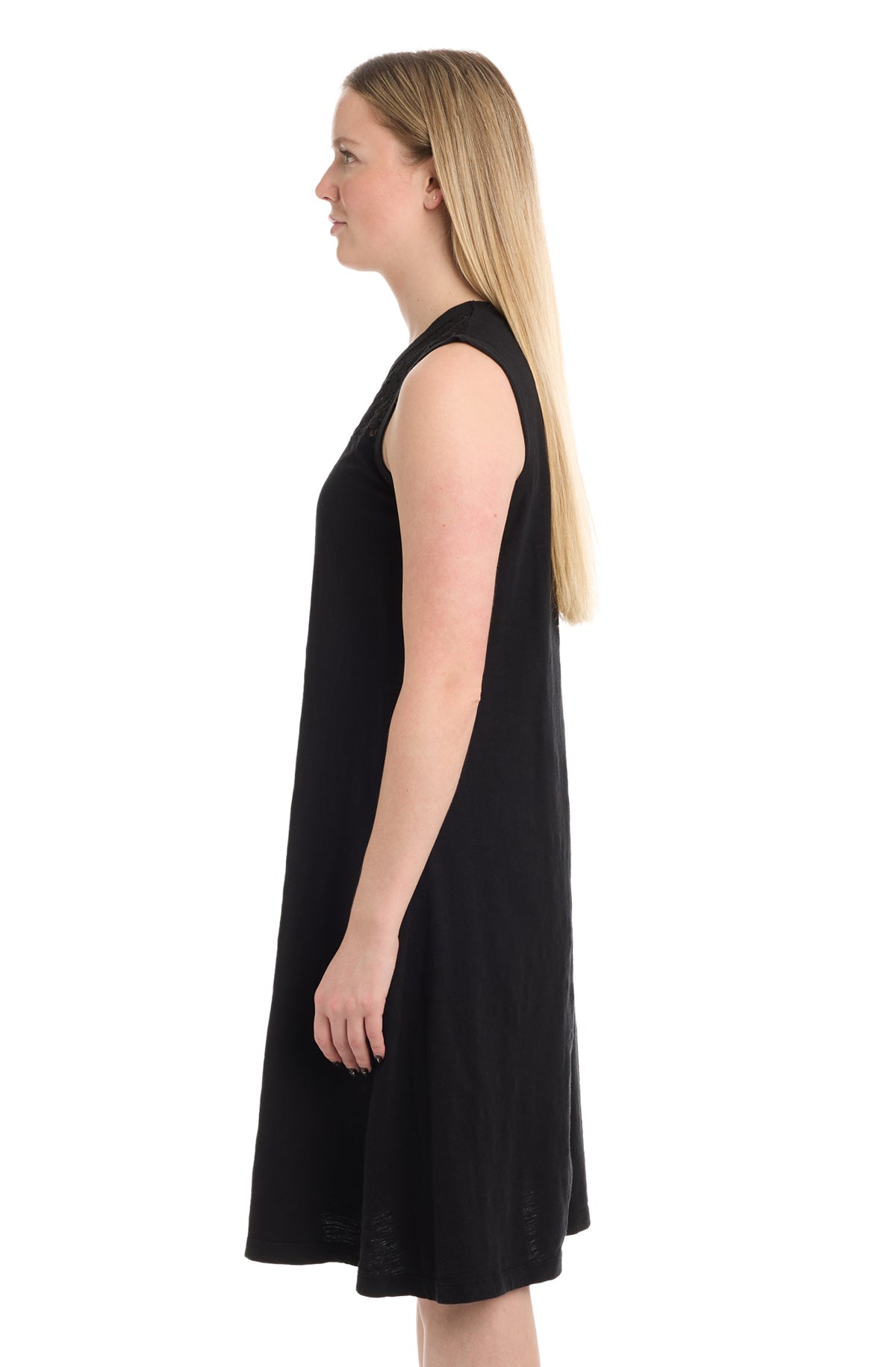 Sleeveless lace yoke dress